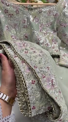 Rs 27500 Aneelas Stitched Organza Emb Saree 3pc [SAR-03] [Dispatch Time 2 Months]