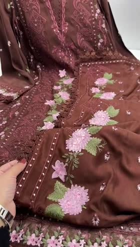Rs 16500 Aneelas Stitched Cambric Emb Chiffon Duppata 3pc [WLUX-12] [Dispatch Time 2.5 Months]