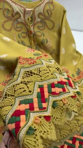 Rs 16000 Aneelas Stitched Karandi Emb Shirt Trouser 2pc [KR-26-09] [Dispatch Time 2 Months]