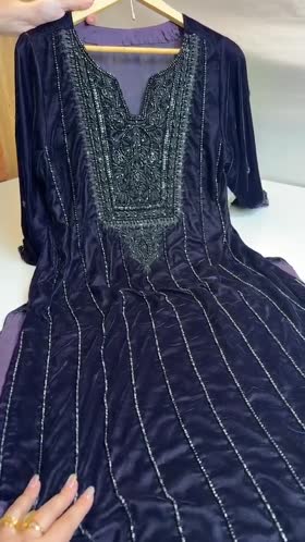 Rs 42000 Aneelas Stitched Velvet Ada Work Raw Silk Trouser Emb 3pc [VT-26-01] [Dispatch Time 2.5 Months]