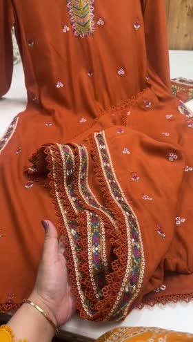 Rs 12500 Aneelas Stitched Peach Wool Emb Shawl 3pc [PL-01] [Dispatch Time 2 Months]