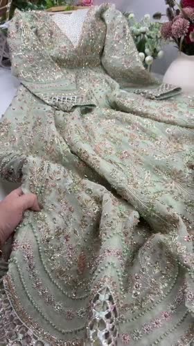 Aneelas Organza Ada Work Bridal Emb 3pc Lehenga Chiffon Duppata [BR-43] [Dispatch Time 2.5 Months]
