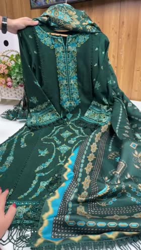 Rs 14500 Aneelas Stitched Peach Wool Emb 3pc [PL-05] [Dispatch Time 2 Months]