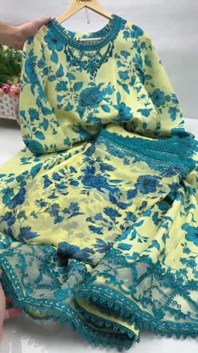 Rs 15950 Aneelas Stitched Lawn Print Emb Frock 3pc Chiffon Duppata [SPR-26-44-A] [Dispatch Time 2.5 Months]