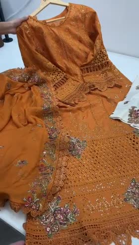 Rs 10500 Aneelas luxury lawn emb shirt chiffon Emb Duppata , without emb trouser UNstitched 3 p [Dispatch date 28th April ]