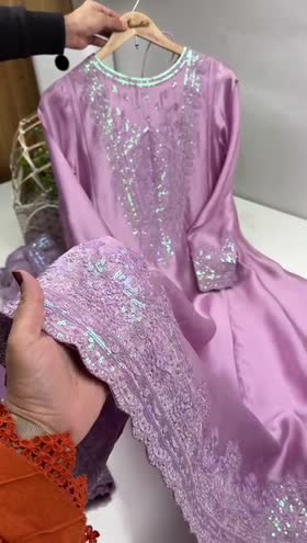 Rs 16500 Aneelas Stitched Tussel Silk Emb Frock 3pc [EID-09] [Dispatch Time 2 Months]
