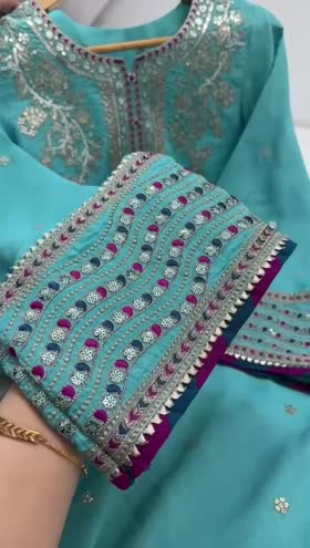 Rs 7500 Aneelas Eid launch raw silk stitched emb shirt Plan trouser [Dispatch date 18th February ]