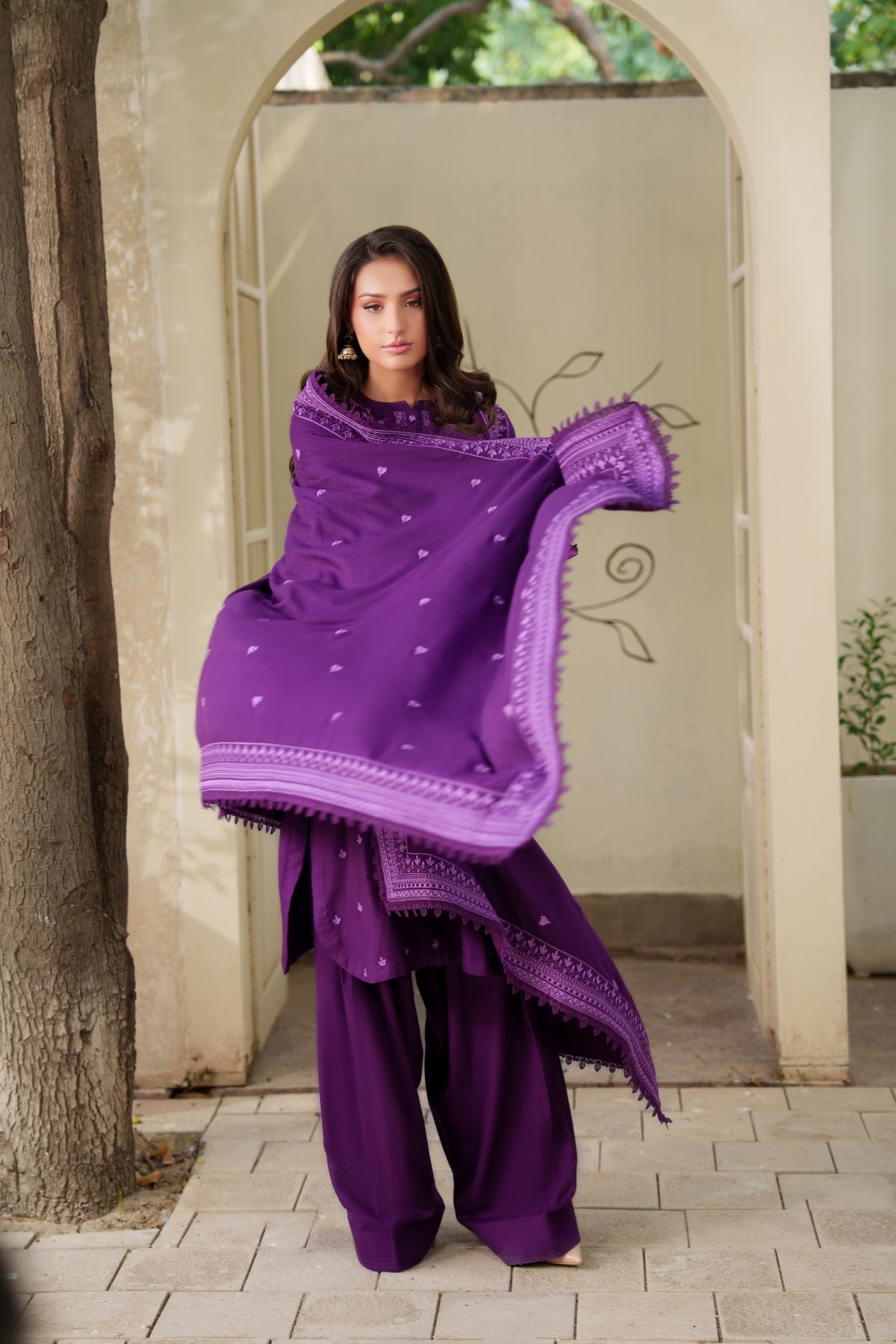 Aneelas Peach Wool Print Shawl [PLX-26-04] [Est. Dispatch Time 2 Months]