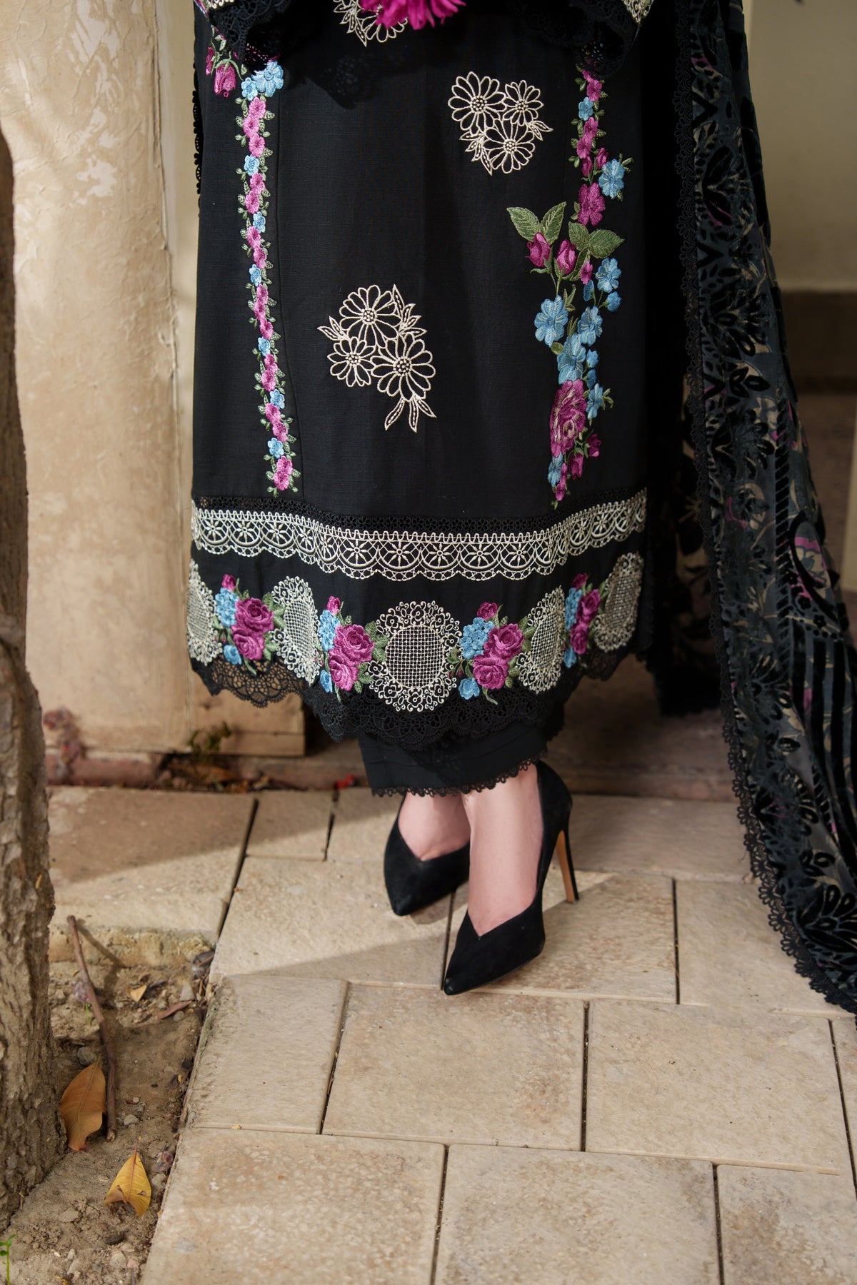 Aneelas Khadar Emb 3pc Palachi Shawl [WLUX-26-09] [Dispatch Time 2.5 Months]
