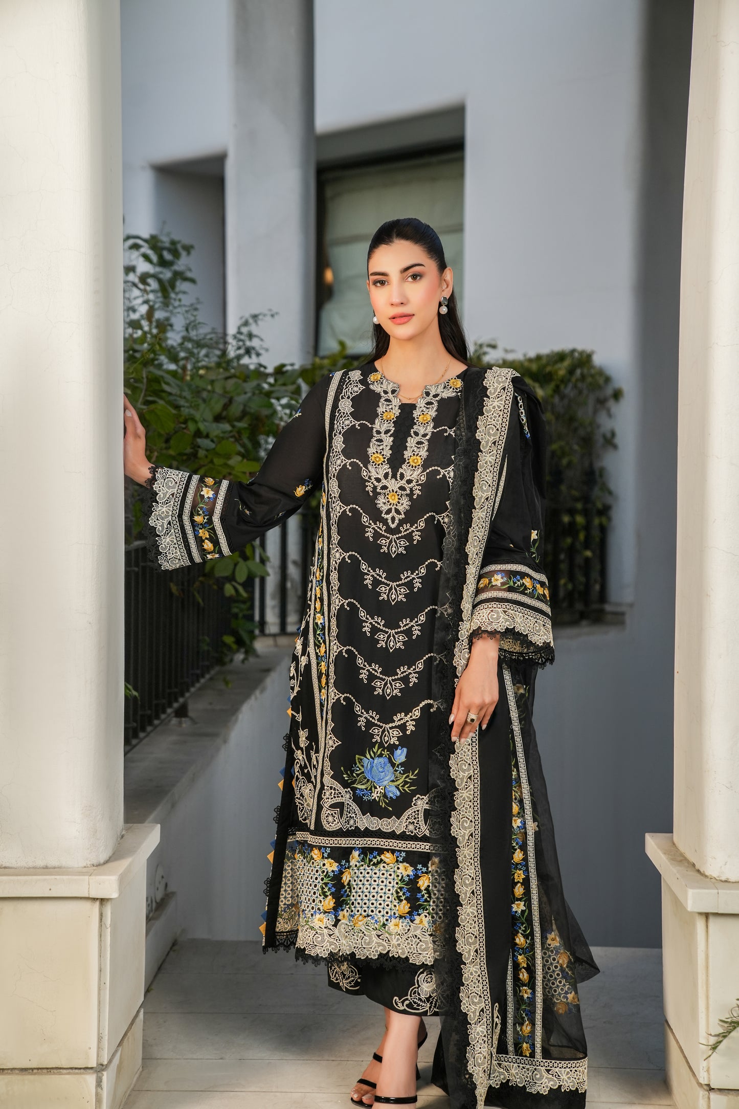 Rs 9950 Aneelas luxury lawn emb stitched shirt trouser [Dispatch date 20th April] ~ [Chest 24] [Length 47] XXLARGE
