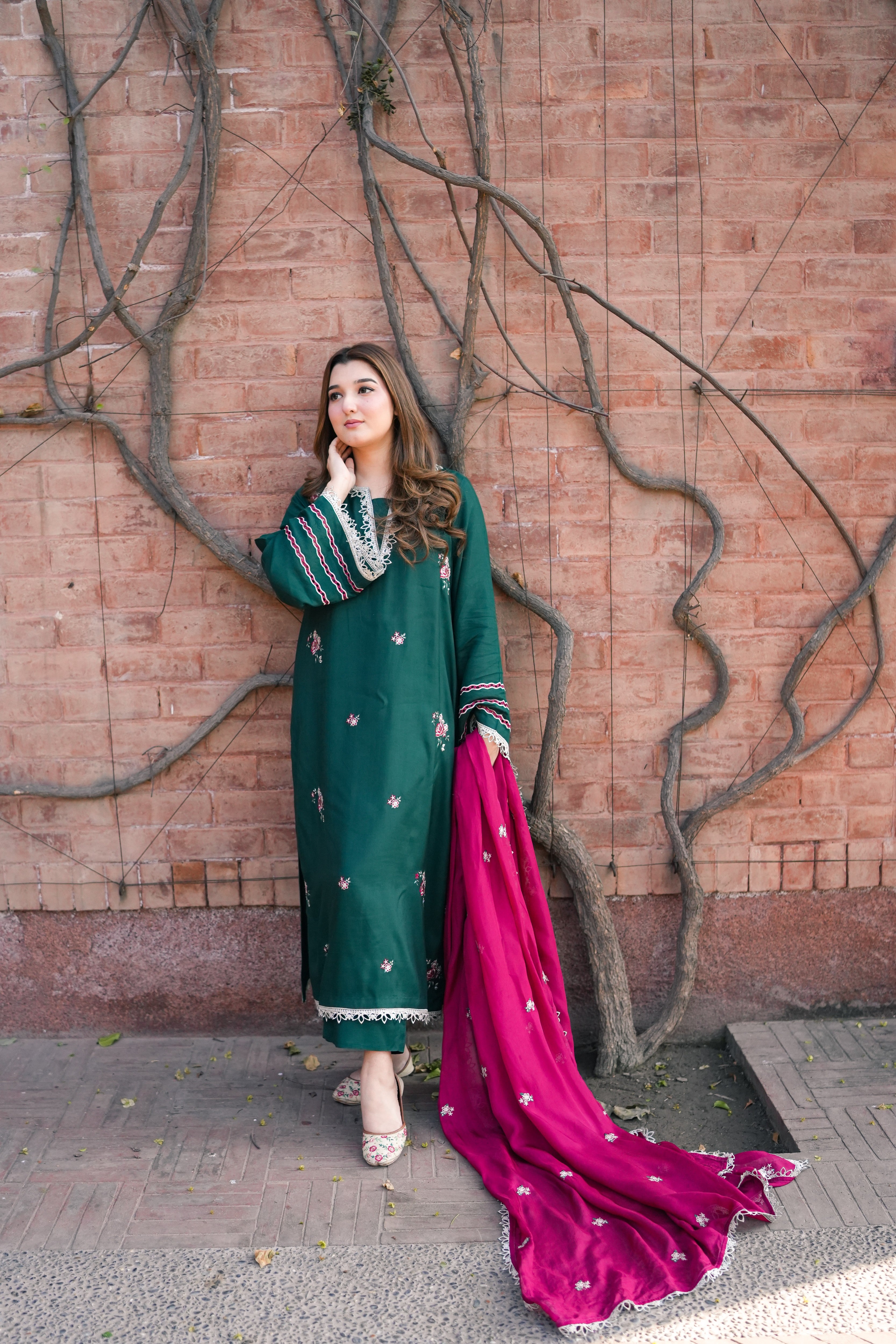 Rs 6500 Aneelas Stitched Raw Silk Emb Shirt Trouser 2pc [RS-10] [Duppata Not Included] [Dispatch Time 1 Month]