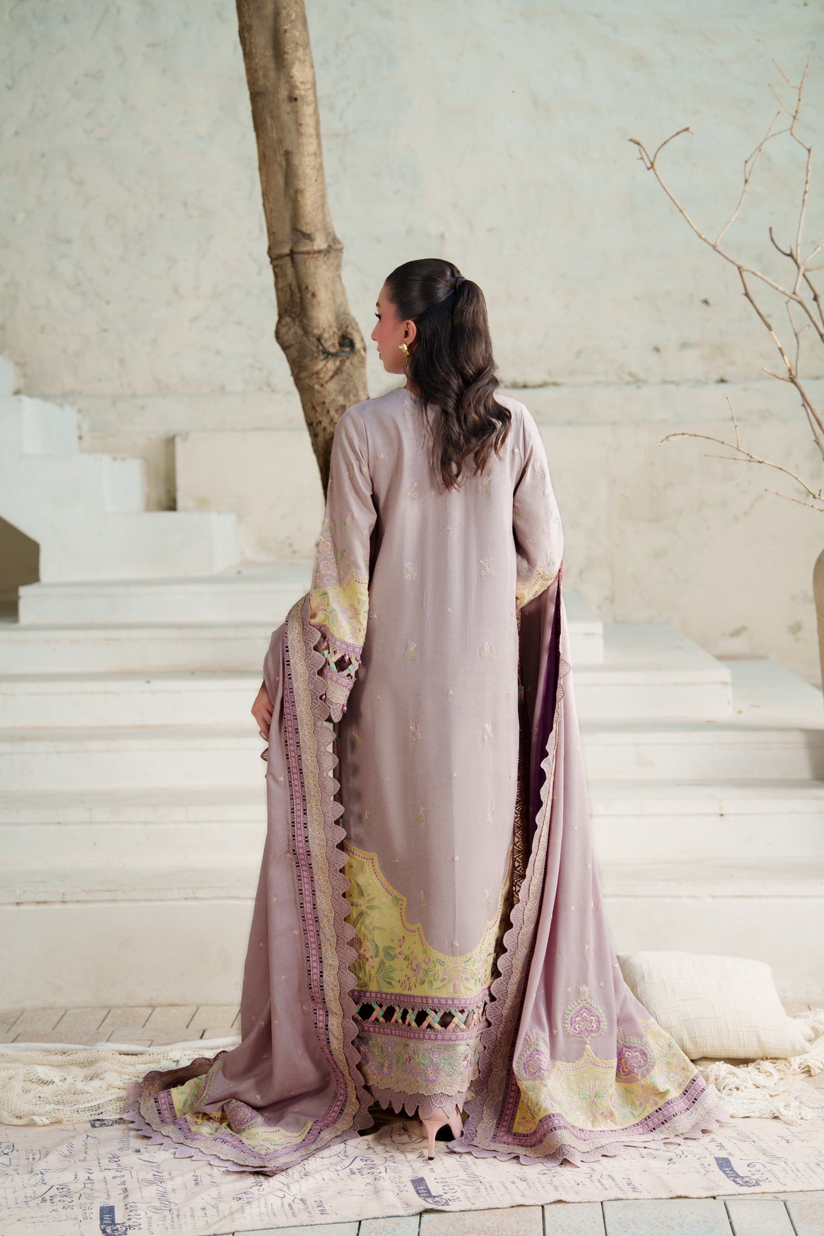 Aneelas Luxury Karandi Emb 3pc With Karandi Shawl [KR-26-08] [Dispatch Time 2 Month]