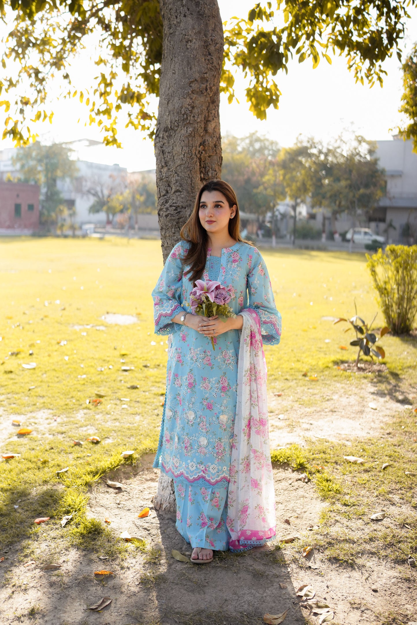 Rs 12500 Aneelas Stitched Lawn Print Emb 3pc with Chiffon Duppata [SPR-26-08-A] [Dispatch Time 2 Months]