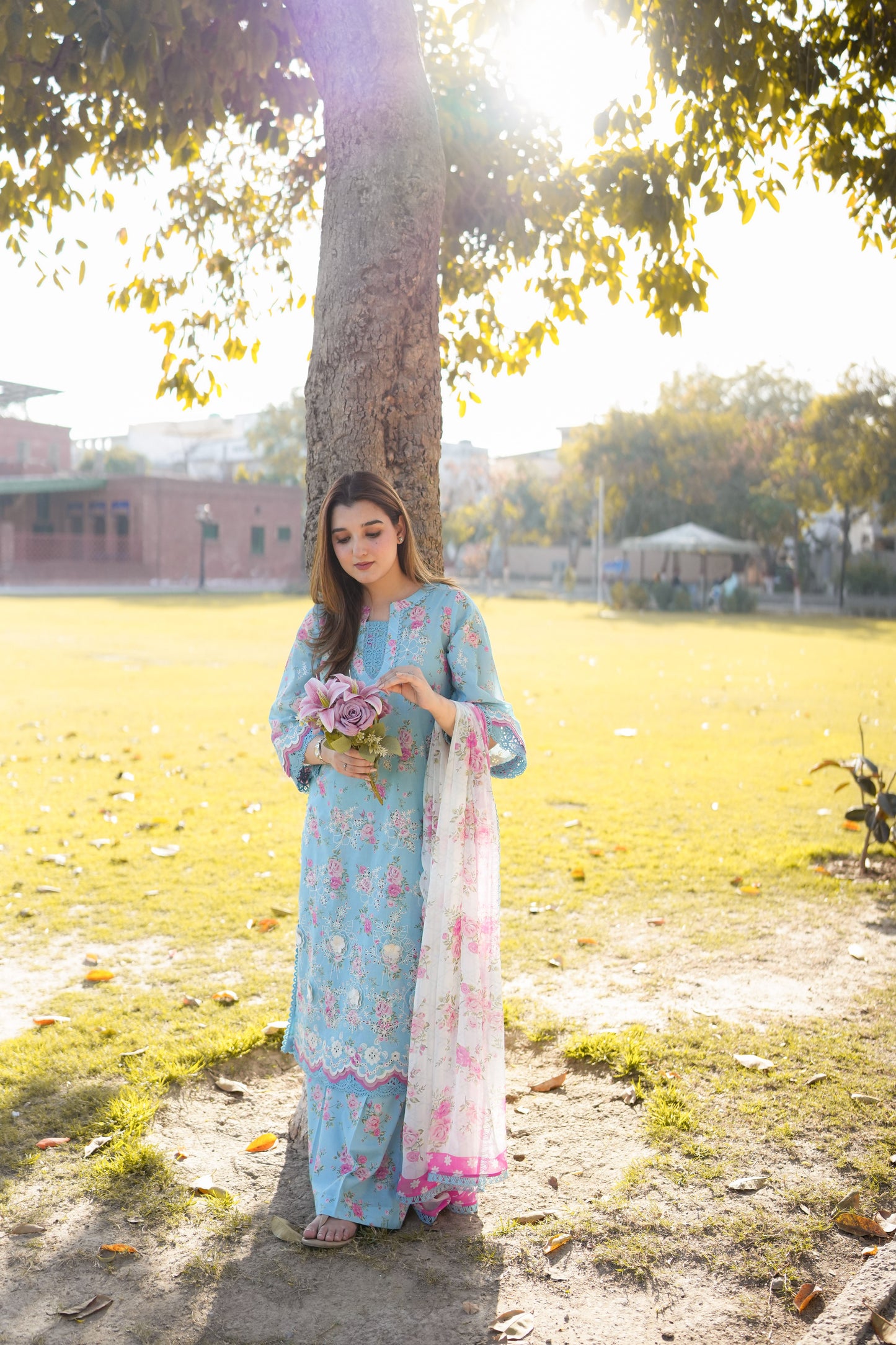 Rs 12500 Aneelas Stitched Lawn Print Emb 3pc with Chiffon Duppata [SPR-26-08-A] [Dispatch Time 2 Months]