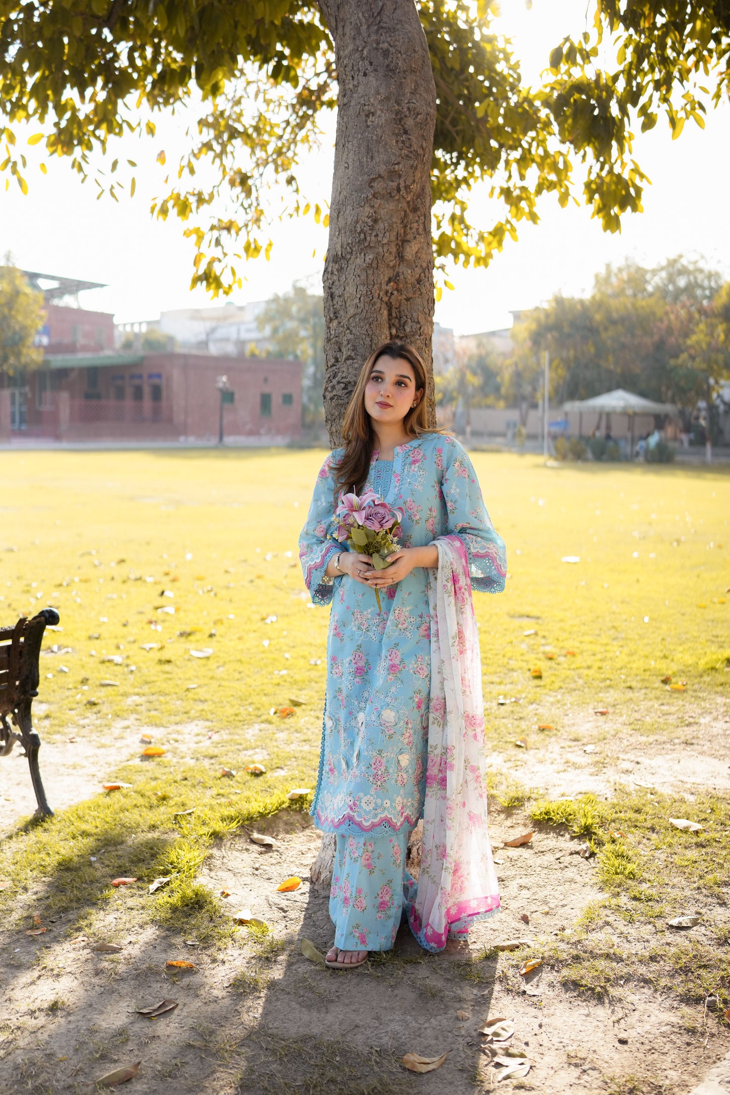 Rs 12500 Aneelas Stitched Lawn Print Emb 3pc with Chiffon Duppata [SPR-26-08-A] [Dispatch Time 2 Months]