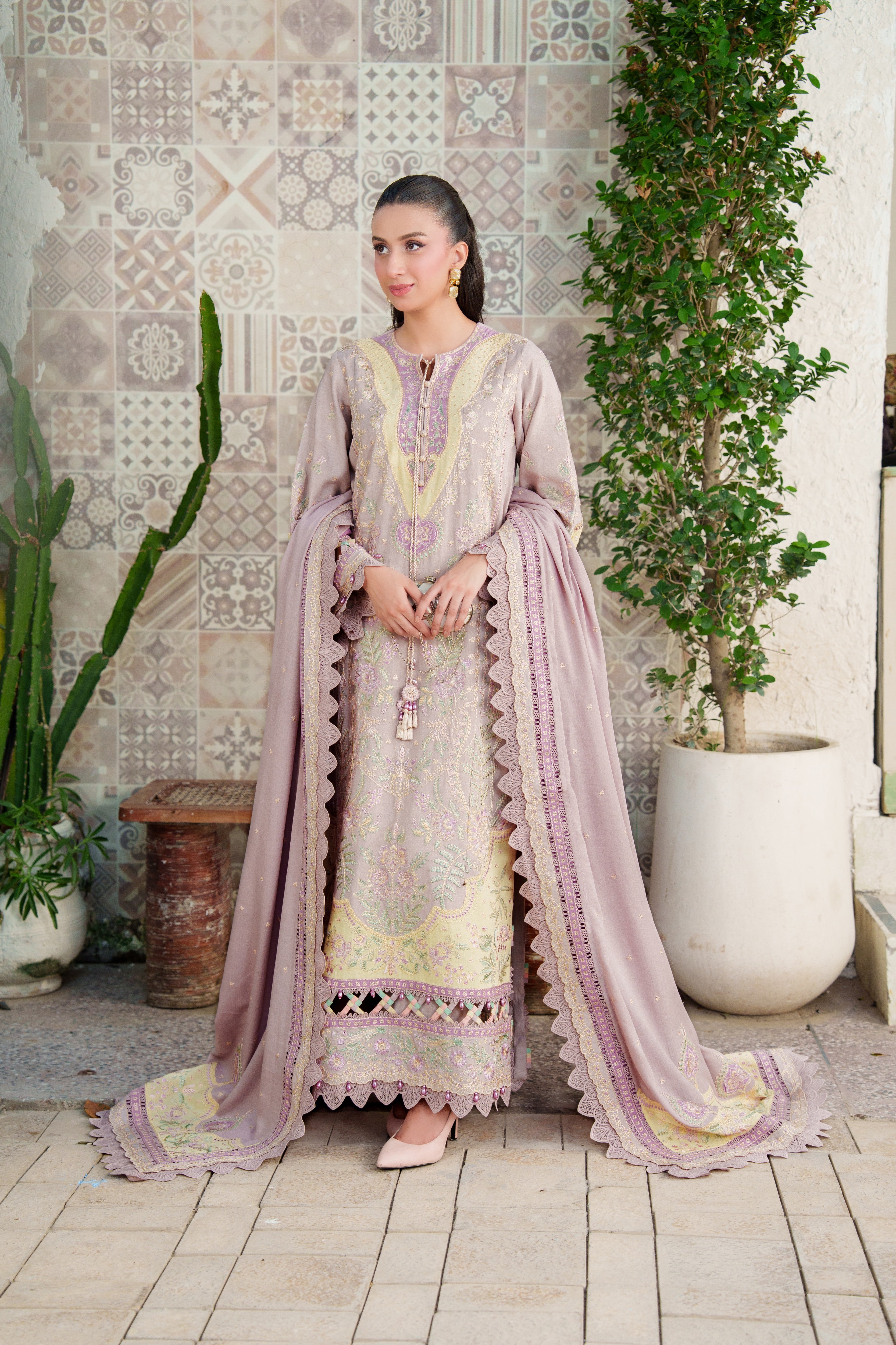 Aneelas Luxury Karandi Emb 3pc With Karandi Shawl [KR-26-08] [Dispatch Time 2 Month]