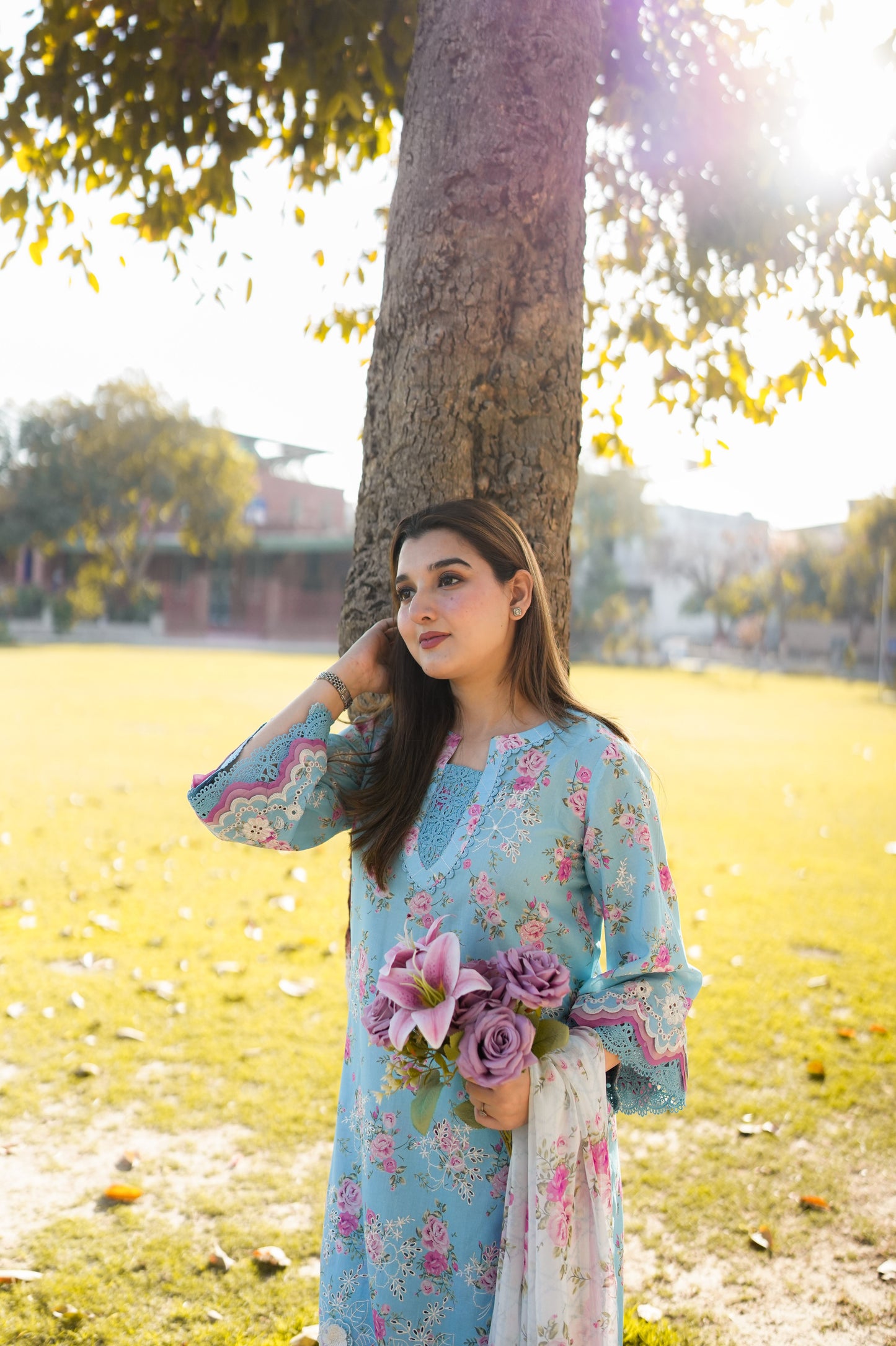 Rs 12500 Aneelas Stitched Lawn Print Emb 3pc with Chiffon Duppata [SPR-26-08-A] [Dispatch Time 2 Months]