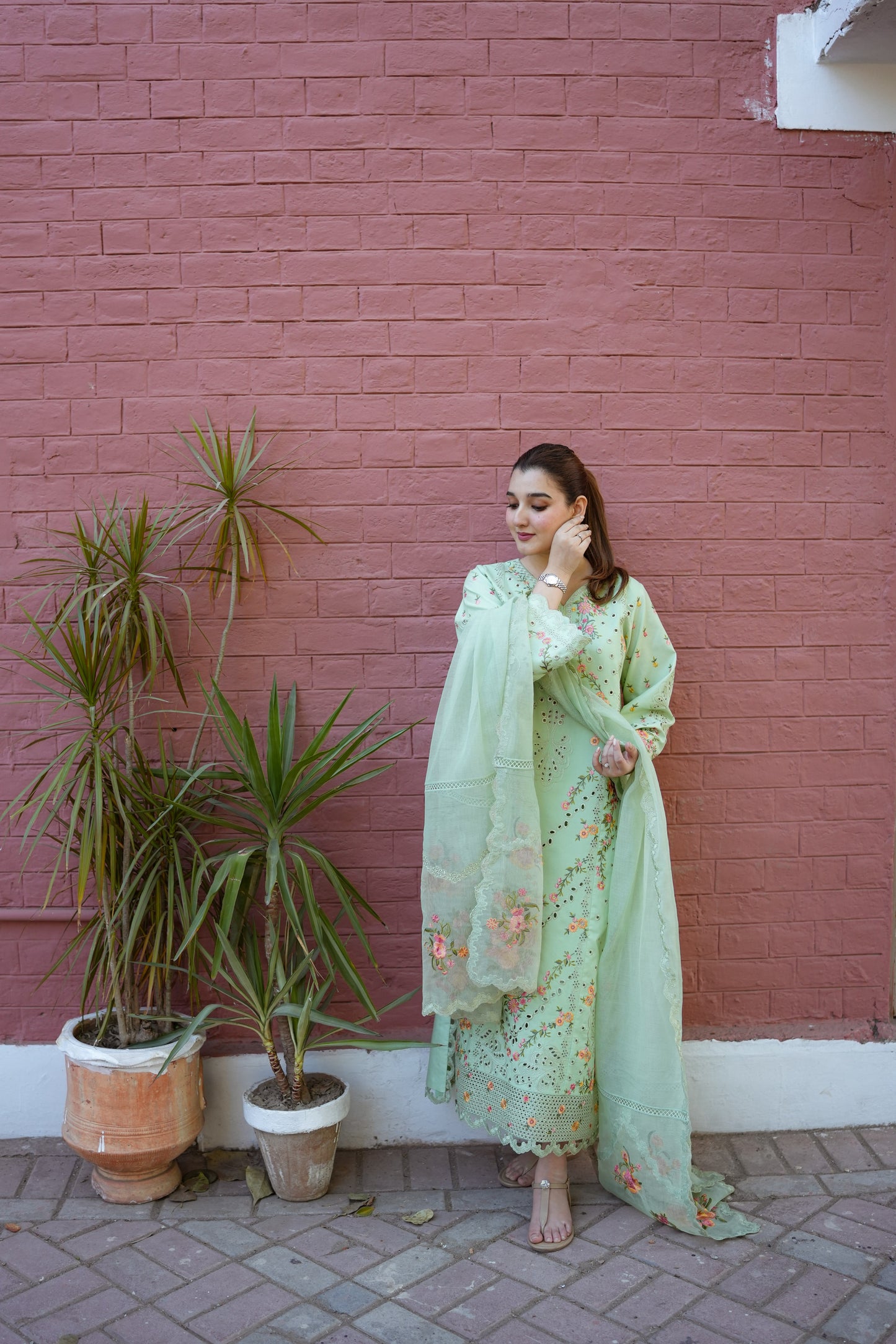 Rs 15500 Aneelas Stitched Lawn Emb 3pc [LUX-26-08] [Dispatch Time 2 Months]
