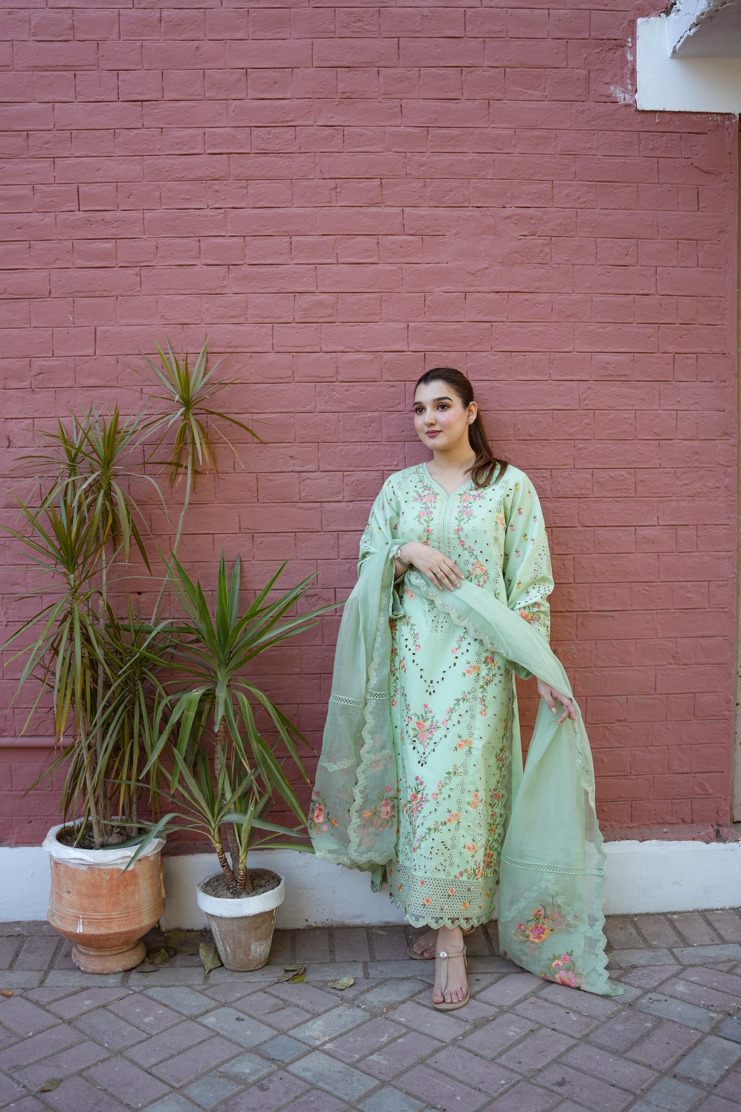 Rs 15500 Aneelas Stitched Lawn Emb 3pc [LUX-26-08] [Dispatch Time 2 Months]