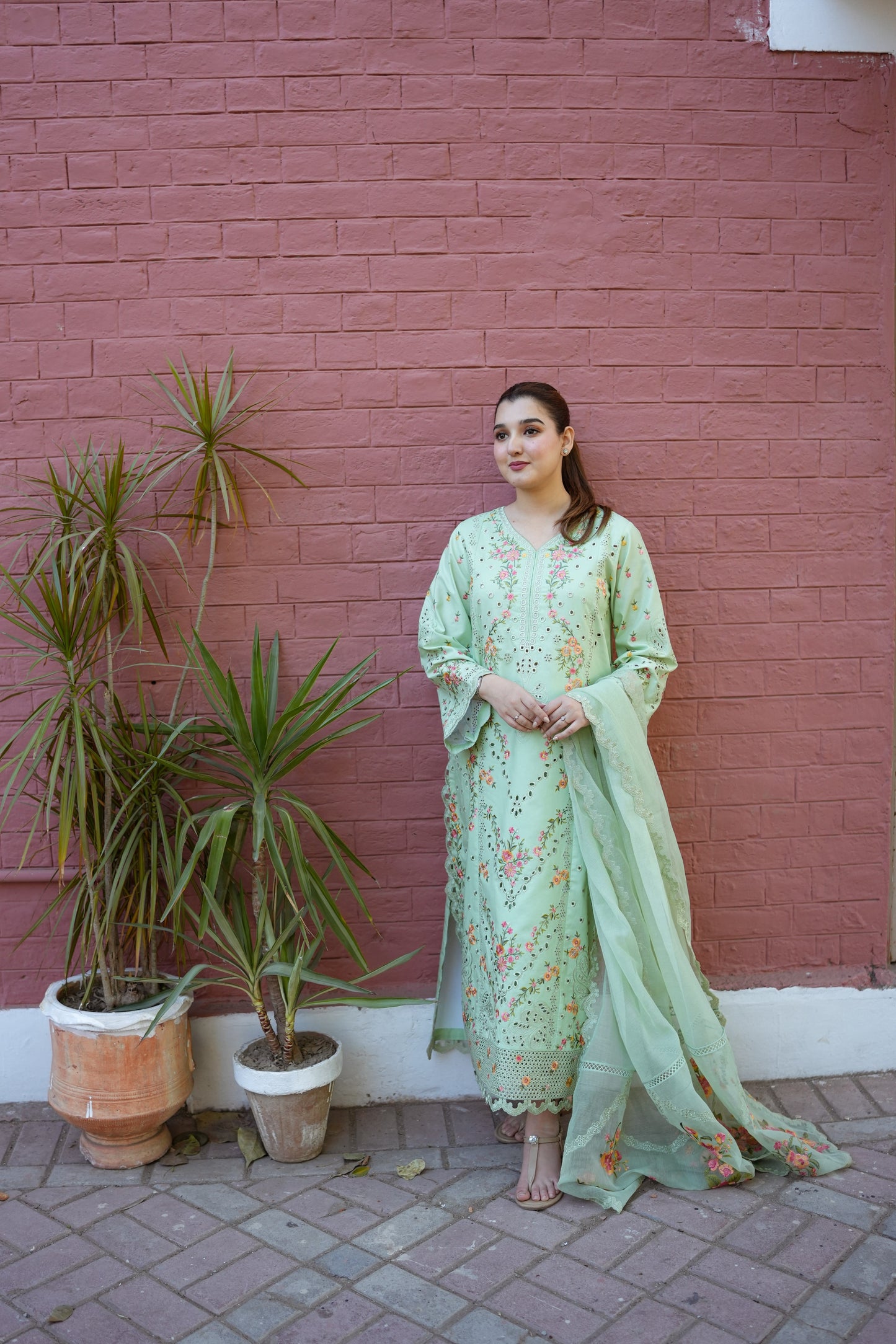 Rs 15500 Aneelas Stitched Lawn Emb 3pc [LUX-26-08] [Dispatch Time 2 Months]