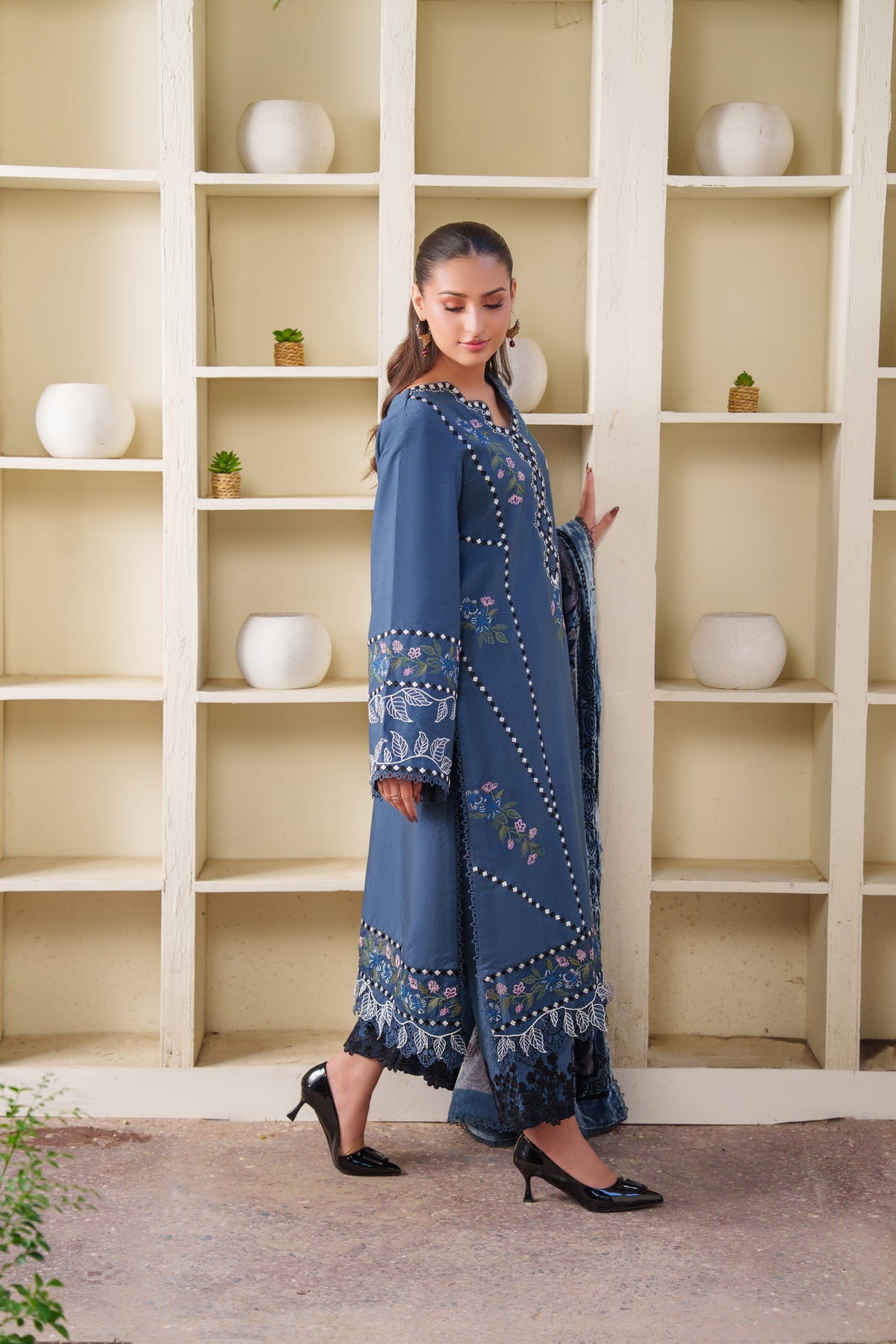 Aneelas Viscose Emb 3pc Palachi Shawl [WLUX-26-14-A] [Dispatch Time 2.5 Months]