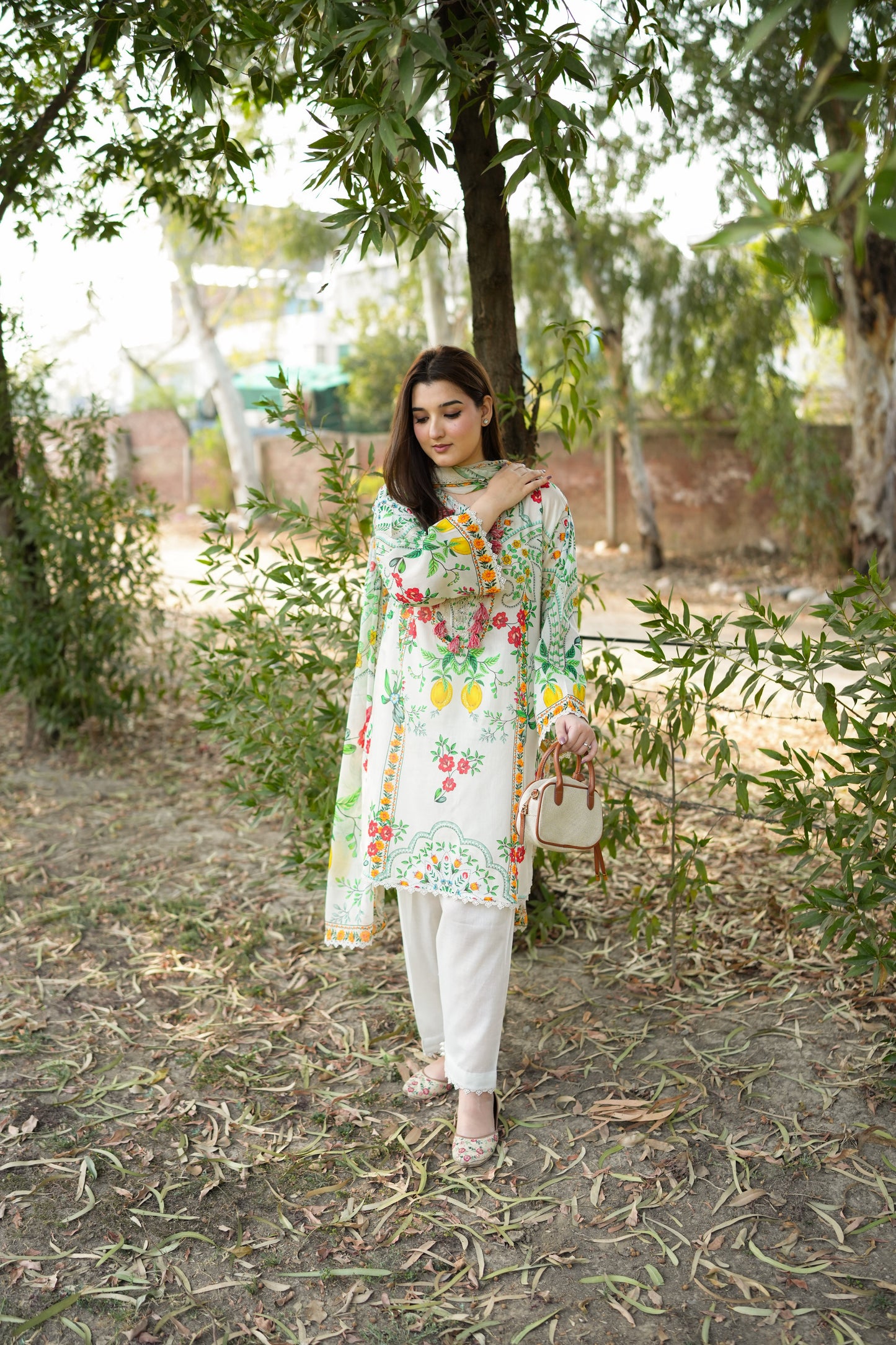 Rs 8300 Aneelas Stitched Printed Lawn Shirt Plain trouser With Chiffon Printed Duppata 3pc [SPR-26-12-B] [Dispatch Time 2 Months]