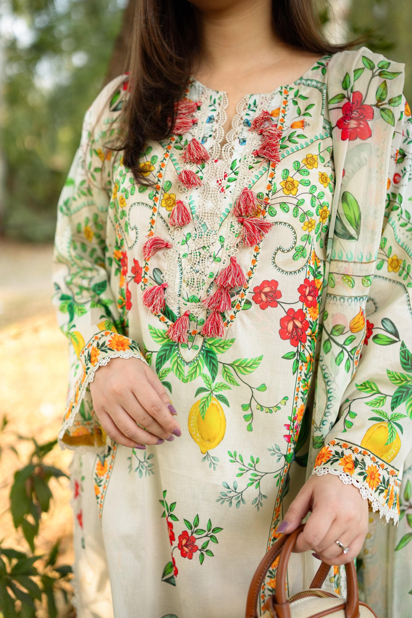 Rs 8300 Aneelas Stitched Printed Lawn Shirt Plain trouser With Chiffon Printed Duppata 3pc [SPR-26-12-B] [Dispatch Time 2 Months]