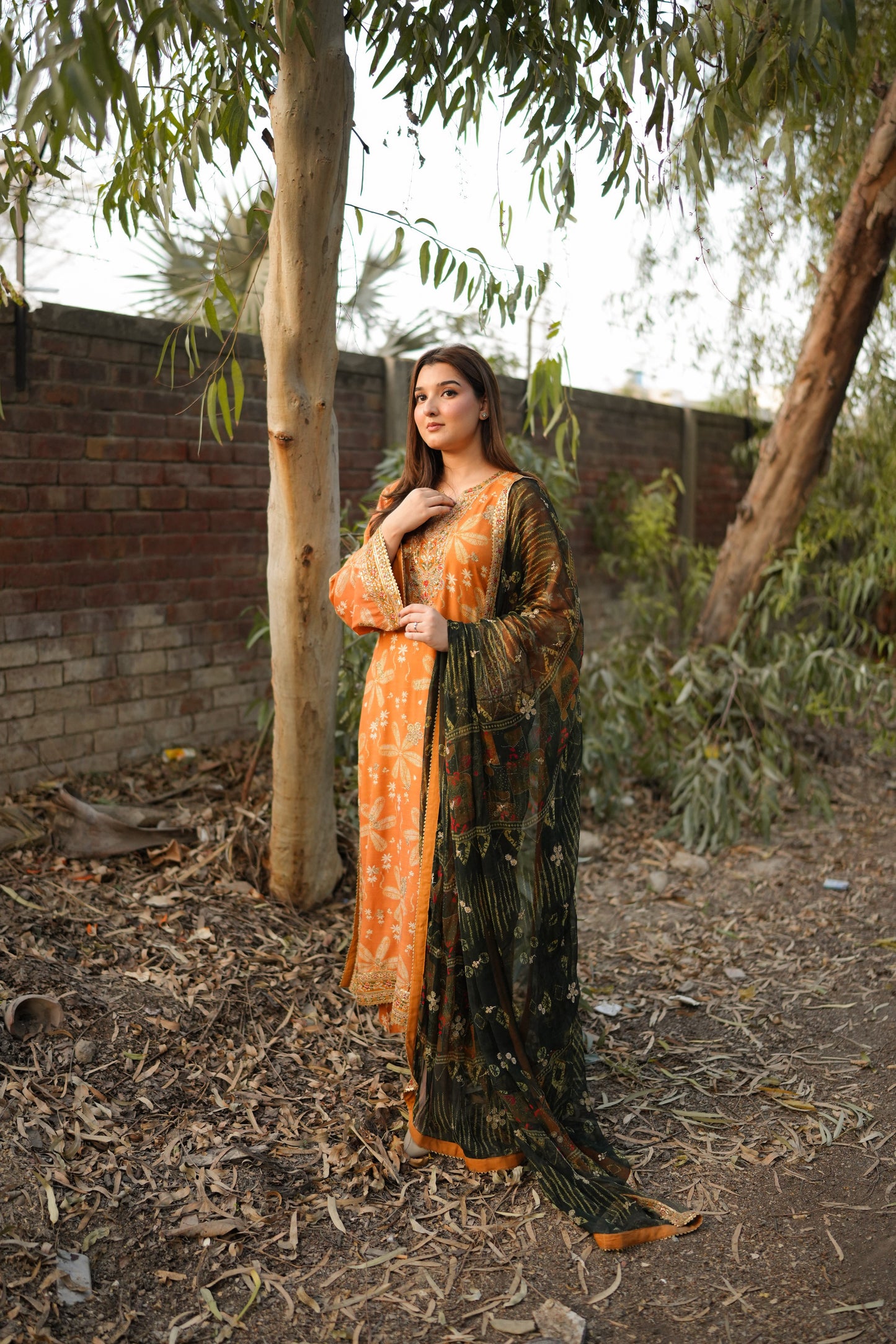 Rs 12000 Aneelas Stitched Lawn Print Emb 3pc with Chiffon Duppata [SPR-26-14] [Dispatch Time 2 Months]