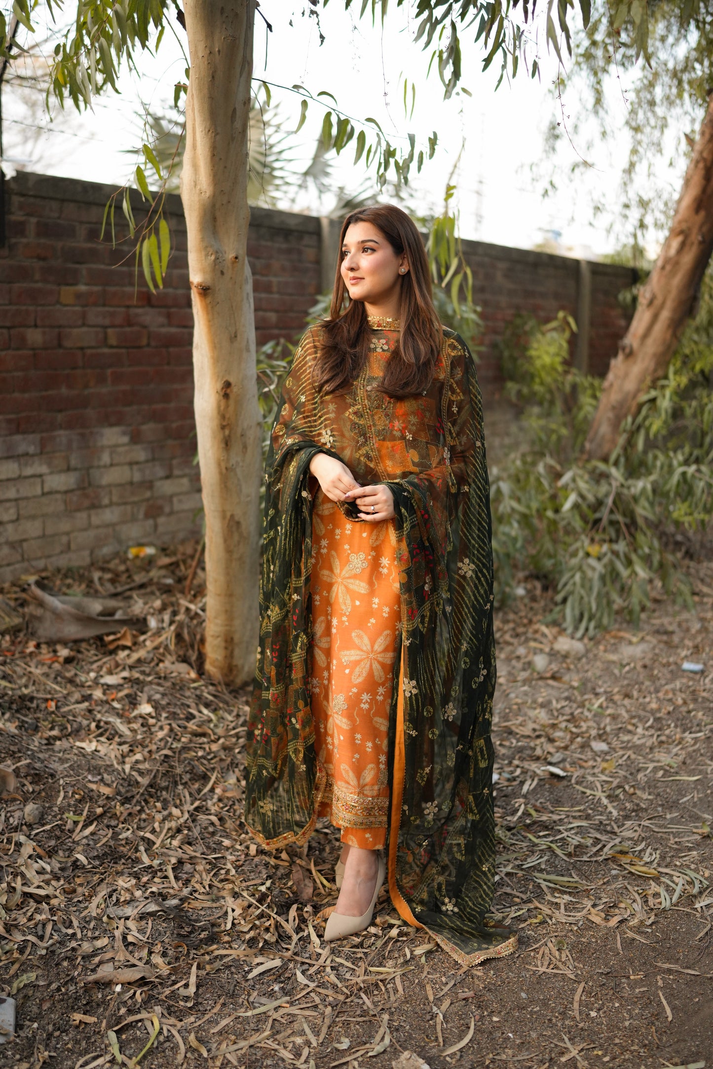 Rs 12000 Aneelas Stitched Lawn Print Emb 3pc with Chiffon Duppata [SPR-26-14] [Dispatch Time 2 Months]