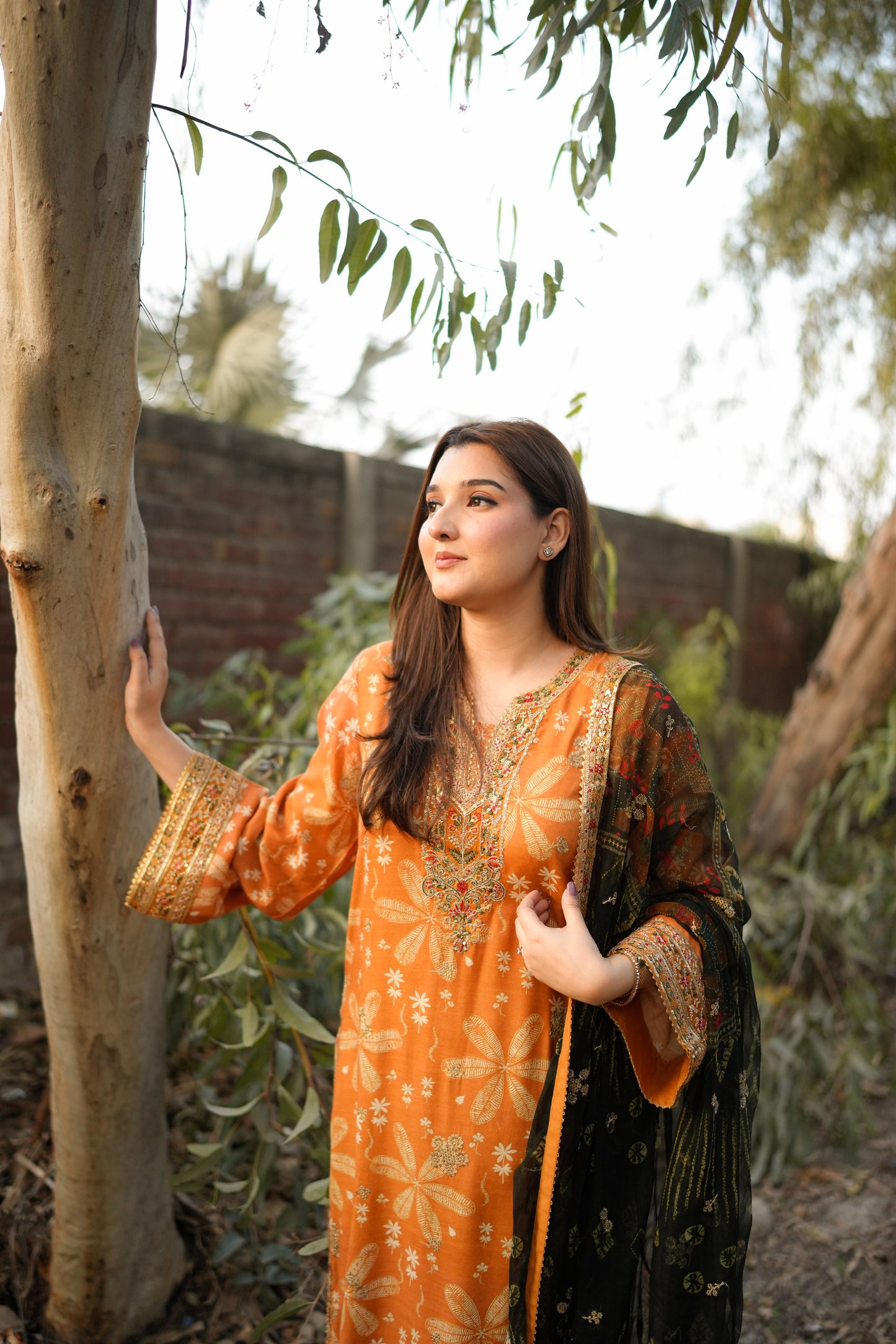 Rs 12000 Aneelas Stitched Lawn Print Emb 3pc with Chiffon Duppata [SPR-26-14] [Dispatch Time 2 Months]