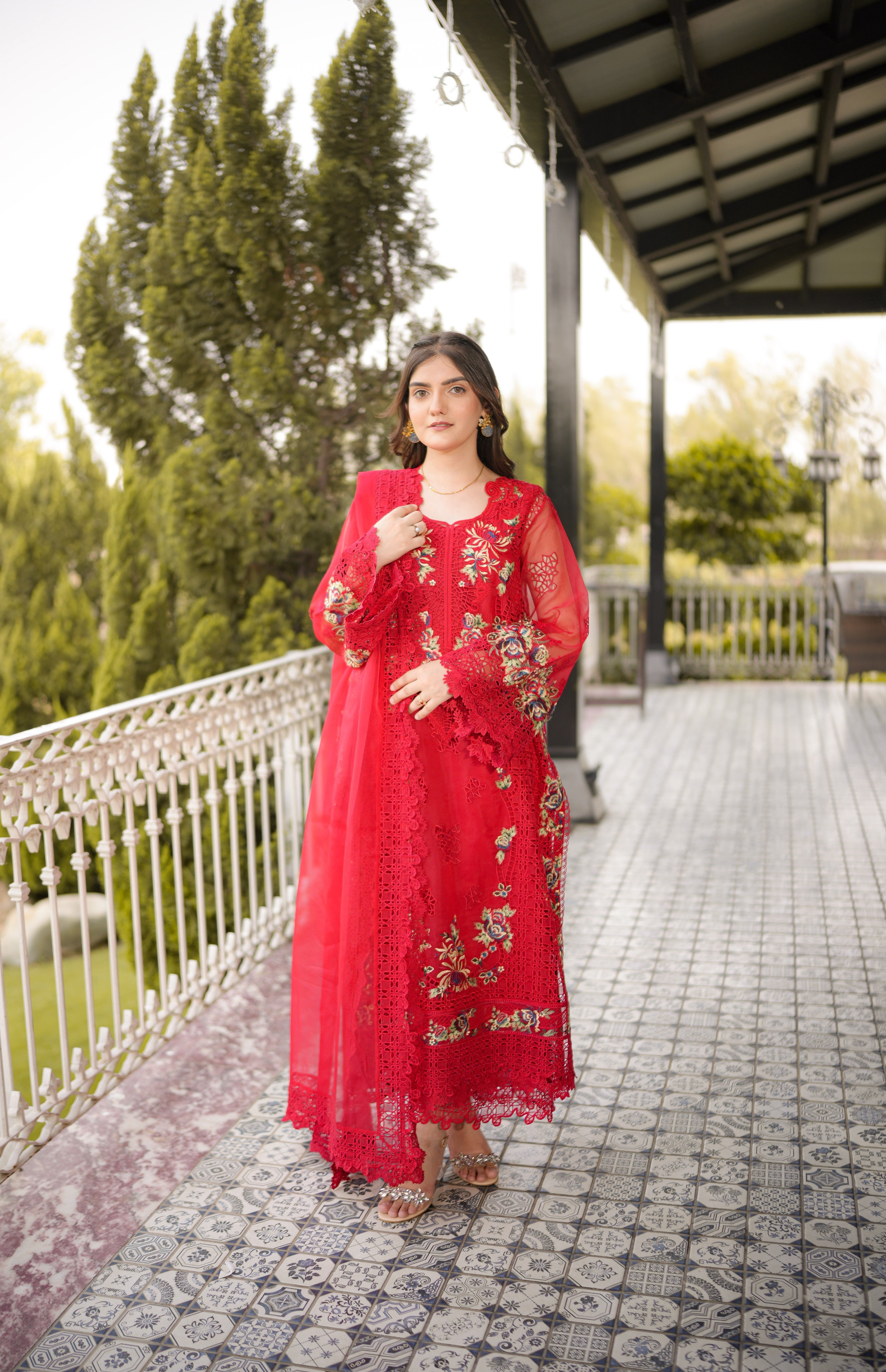 Rs 17500 Aneelas Stitched Party Wear Organza Raw Silk Inner Trouser 3pc [OR-03] [Dispatch Time 2 Months]