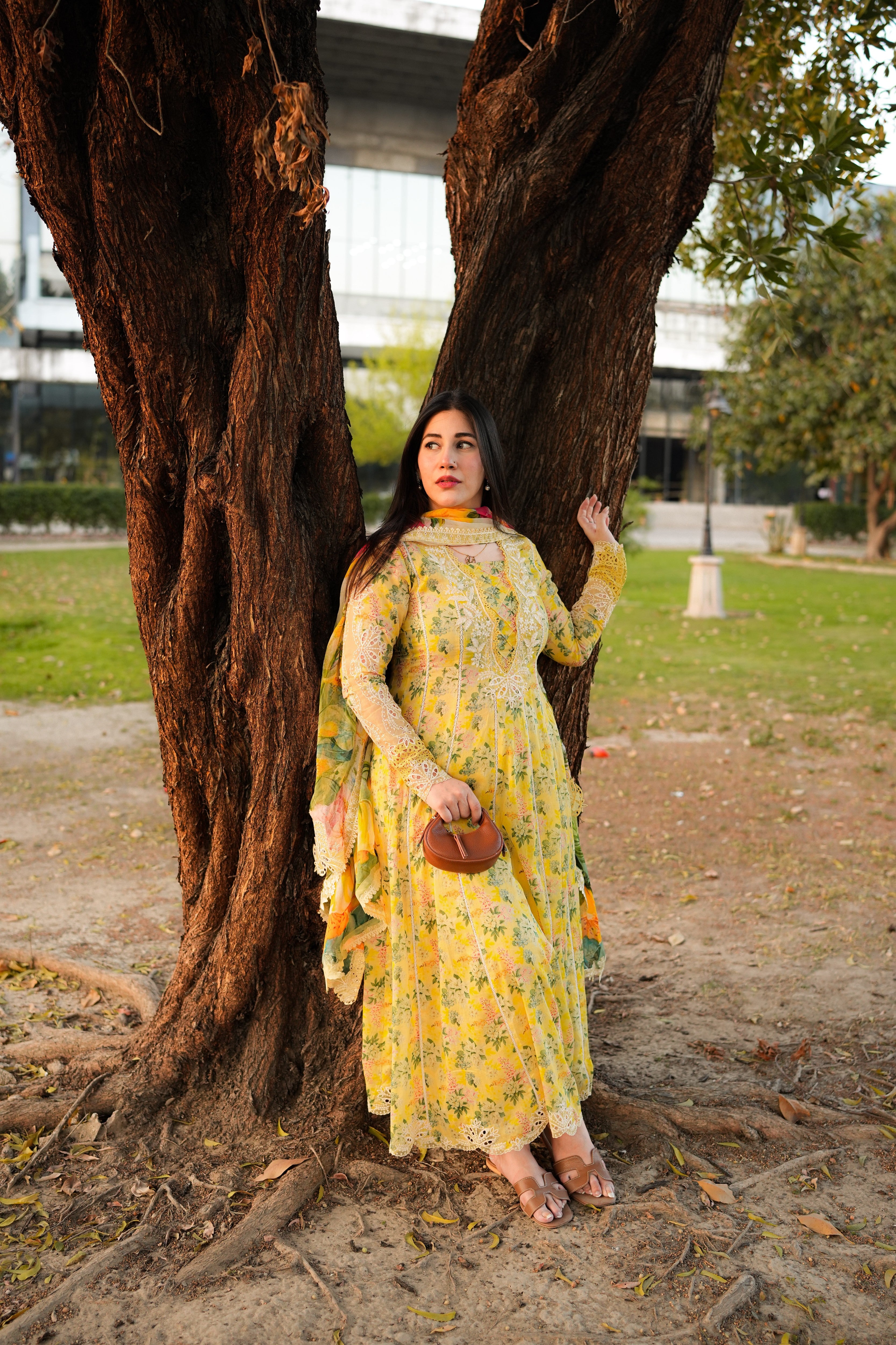 Rs 16000 Aneelas Stitched Lawn Print Emb Frock 3pc with Chiffon Emb Duppata [SPR-26-11-A] [Ready to Dispatch ]