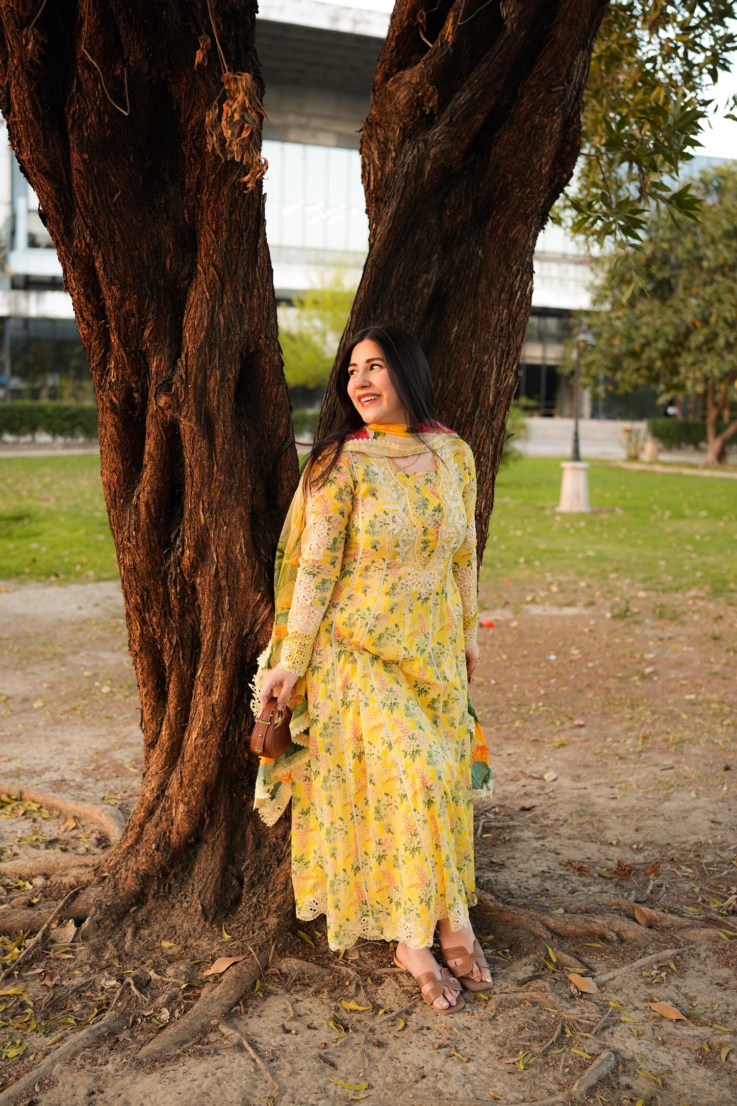 Rs 16000 Aneelas Stitched Lawn Print Emb Frock 3pc with Chiffon Emb Duppata [SPR-26-11-A] [Ready to Dispatch ]