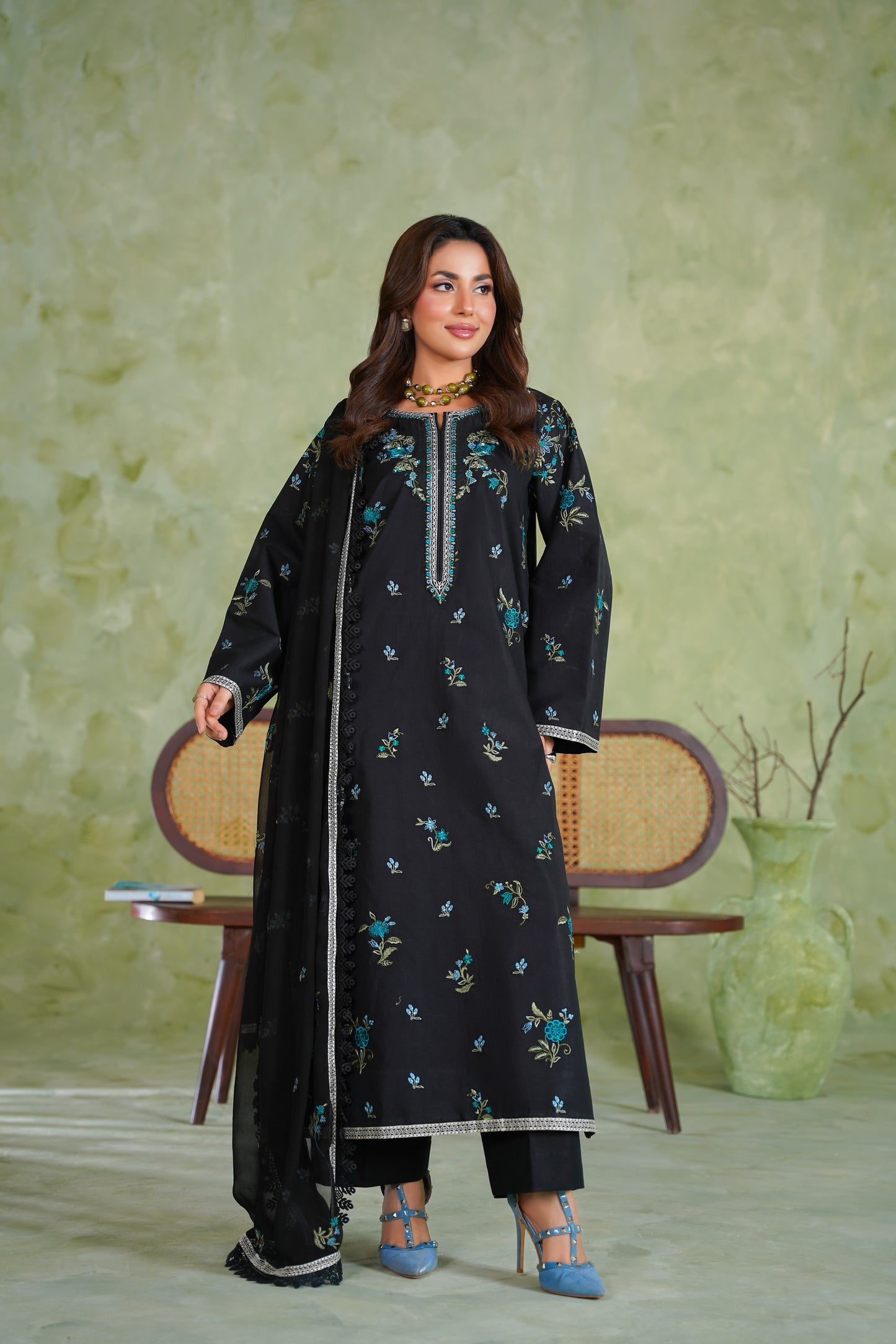 Rs 8500 Aneelas Stitched Lawn Emb Shirt Trouser 2pc [LUX-26-97] [Dispatch Time 2 Months]