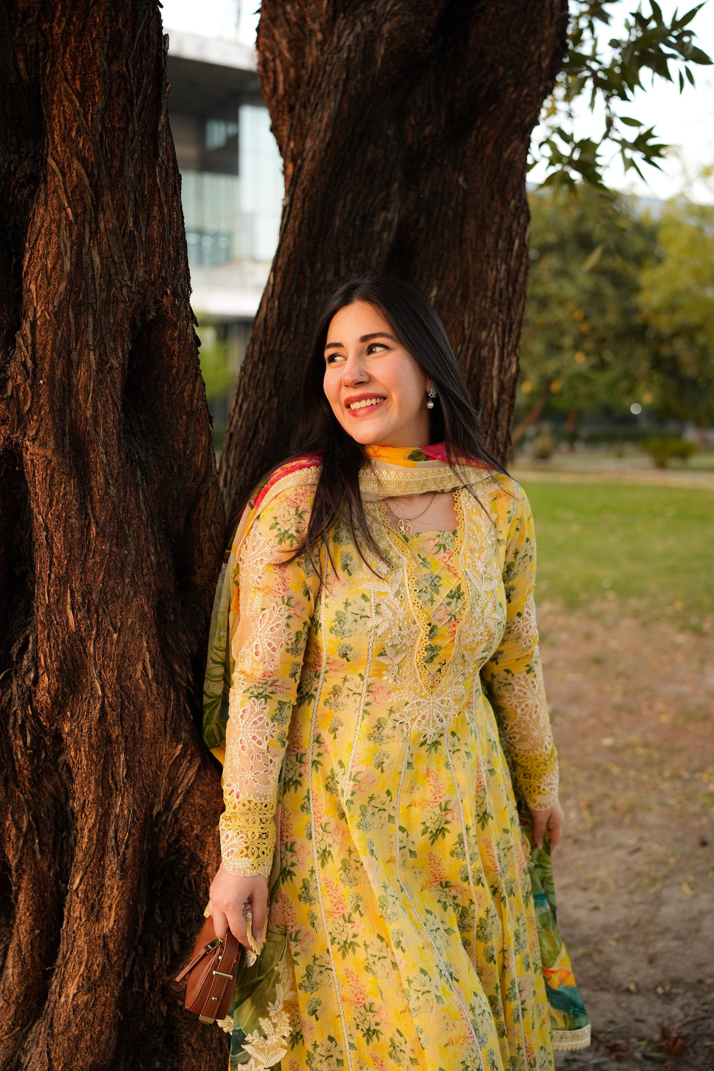 Rs 16000 Aneelas Stitched Lawn Print Emb Frock 3pc with Chiffon Emb Duppata [SPR-26-11] [Dispatch Time 2 Months]