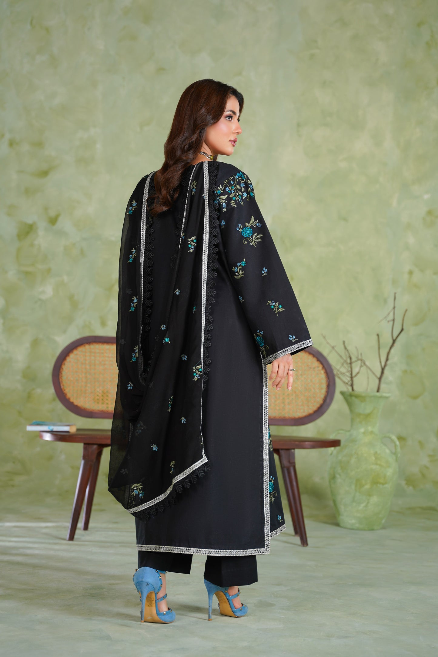 Rs 12500 Aneelas Stitched Emb Lawn 3pc Chiffon Duppata [LUX-26-97] [Dispatch Time 2 Months]