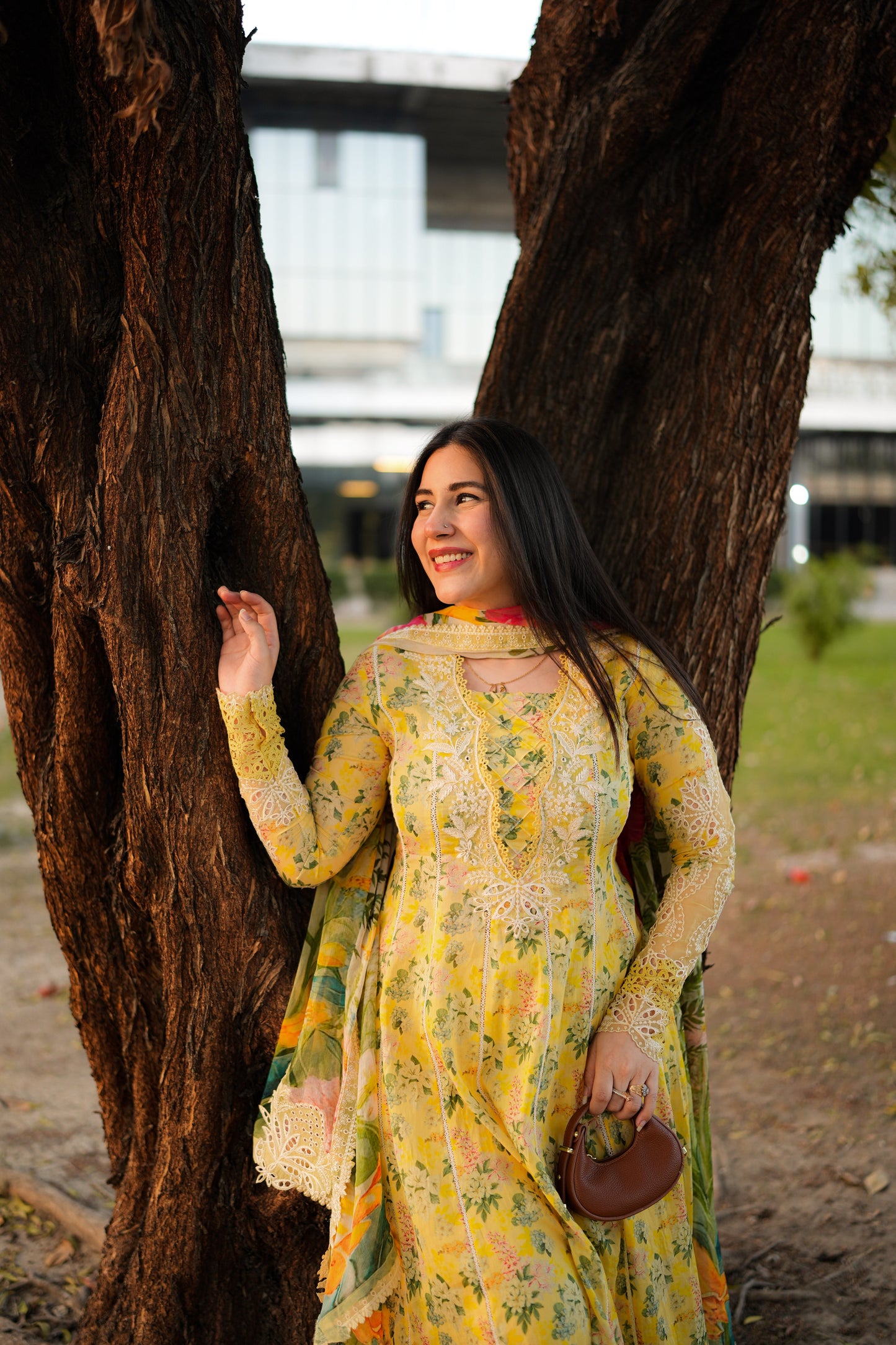 Rs 16000 Aneelas Stitched Lawn Print Emb Frock 3pc with Chiffon Emb Duppata [SPR-26-11] [Dispatch Time 2 Months]