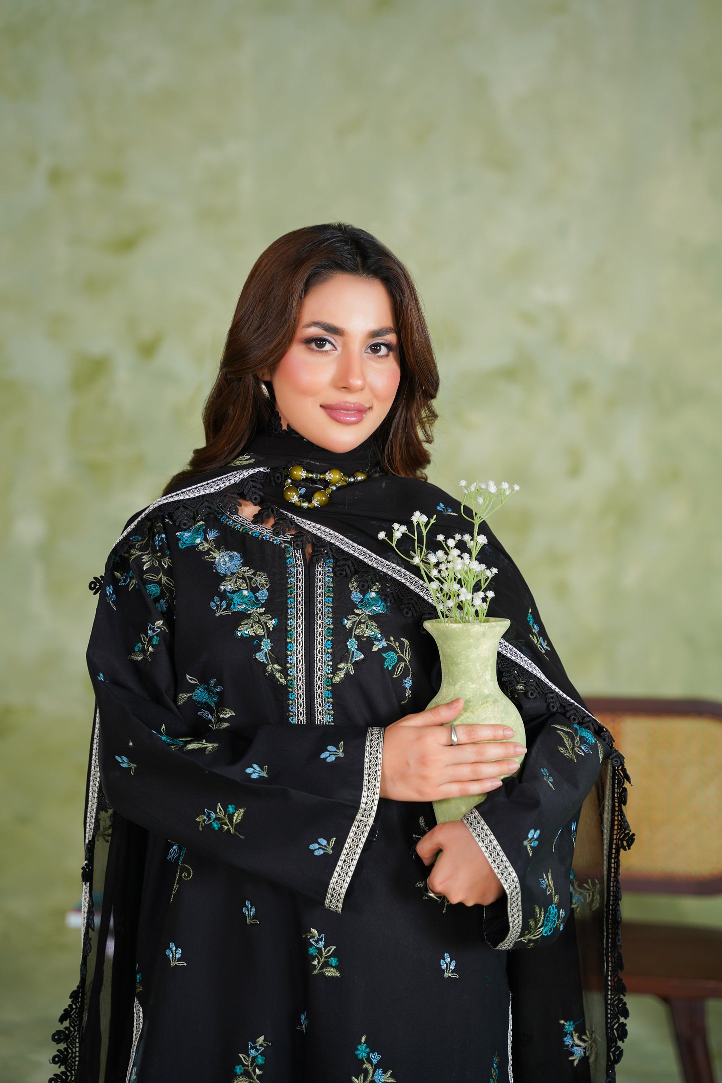 Rs 12500 Aneelas Stitched Emb Lawn 3pc Chiffon Duppata [LUX-26-97] [Dispatch Time 2 Months]
