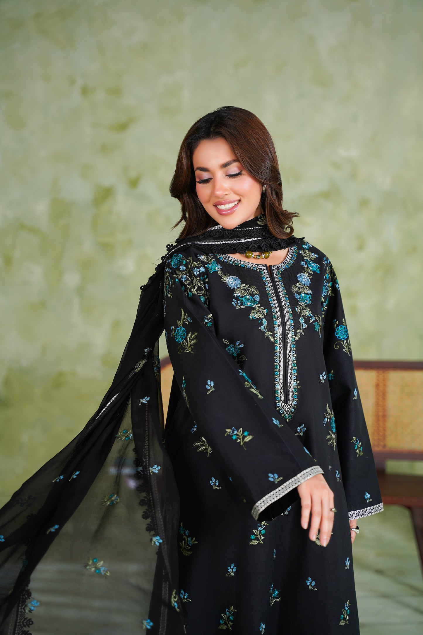 Rs 8500 Aneelas Stitched Lawn Emb Shirt Trouser 2pc [LUX-26-97] [Dispatch Time 2 Months]