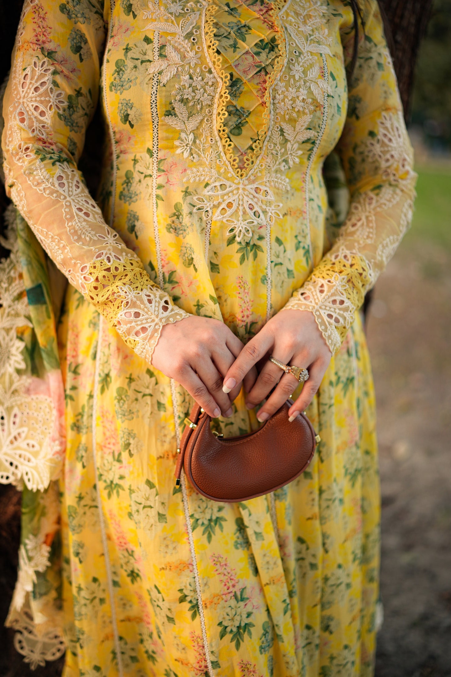 Rs 16000 Aneelas Stitched Lawn Print Emb Frock 3pc with Chiffon Emb Duppata [SPR-26-11-A] [Ready to Dispatch ]
