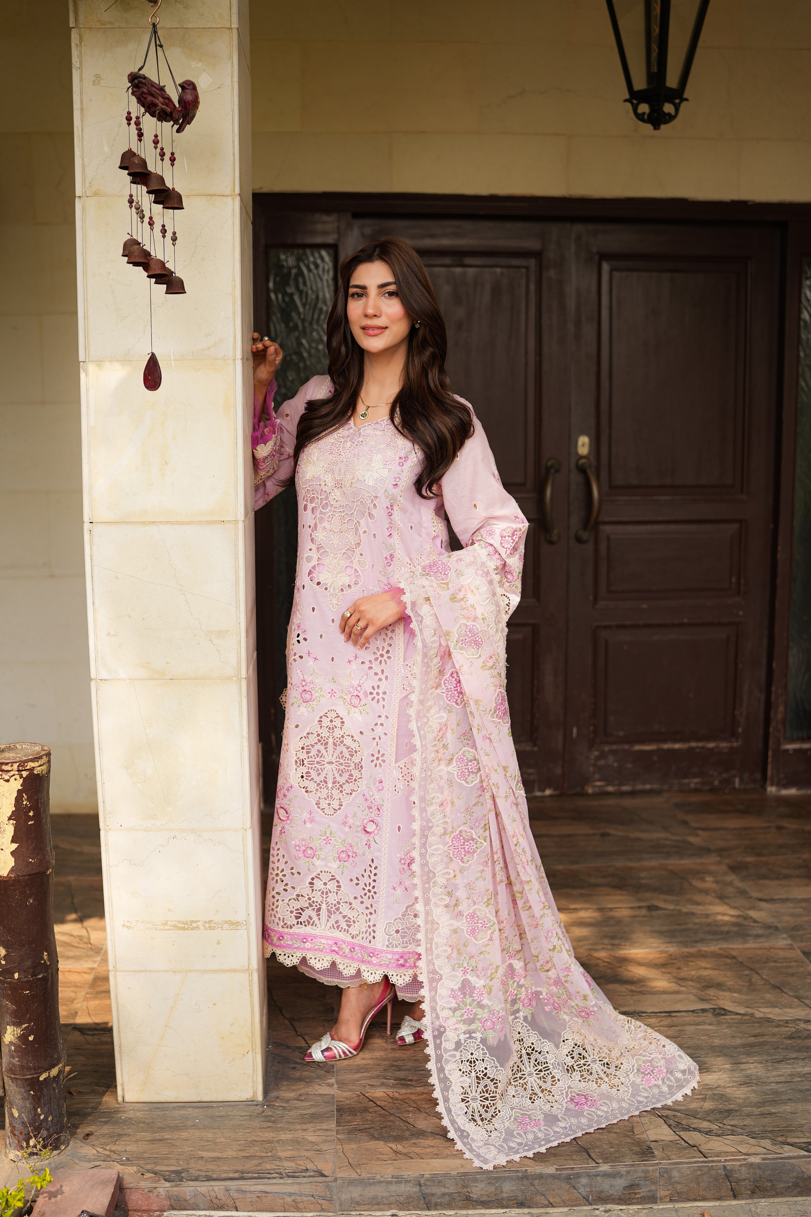 Rs 20500 Aneelas Stiched Signature Luxury Lawn Emb Shirt Trouser With Emb Chiffon Duppata 3pc [LUX-26-13] [Dispatch Time 2 Months]