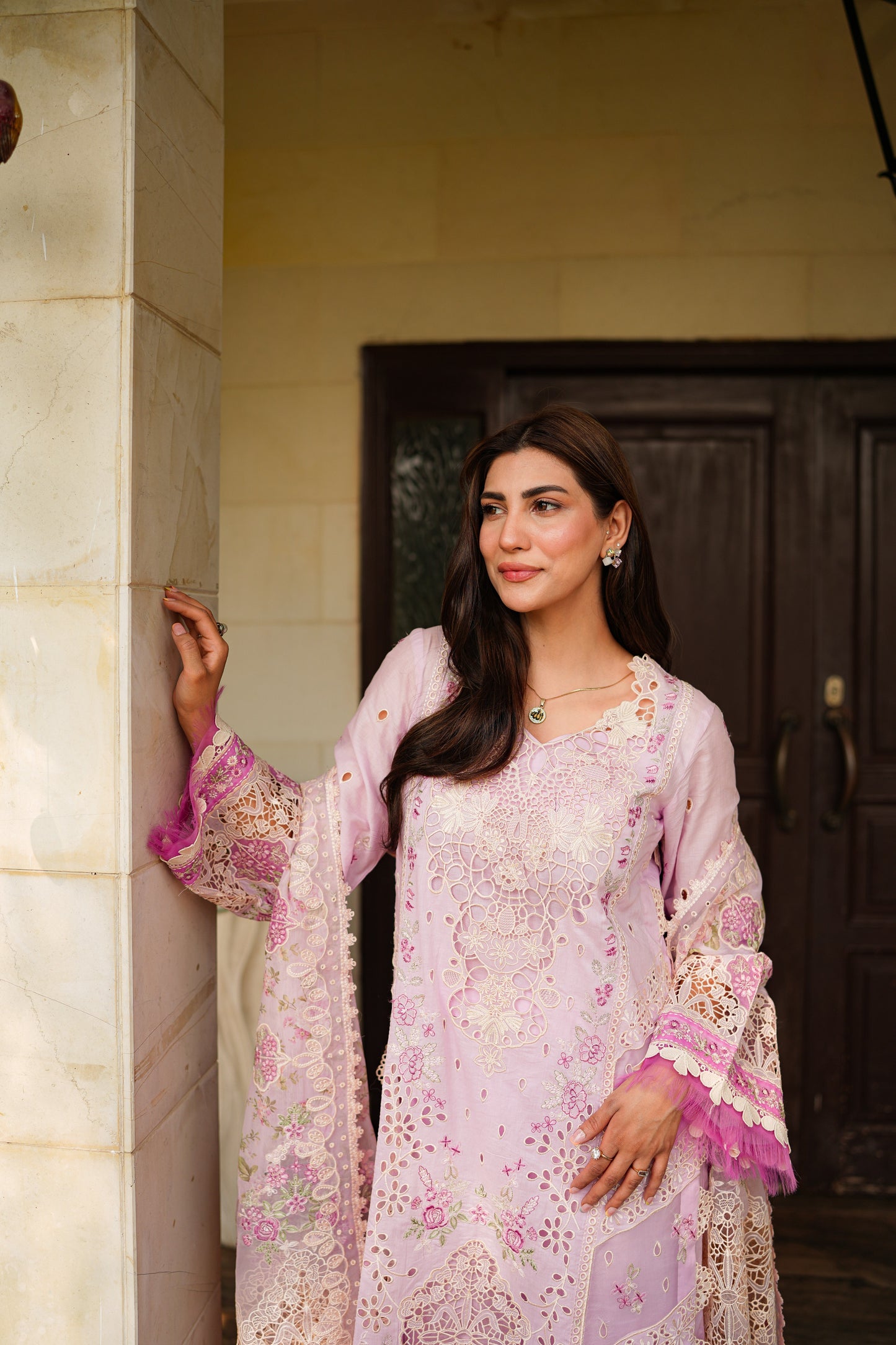 Rs 20500 Aneelas Stiched Signature Luxury Lawn Emb Shirt Trouser With Emb Chiffon Duppata 3pc [LUX-26-13] [Dispatch Time 2 Months]
