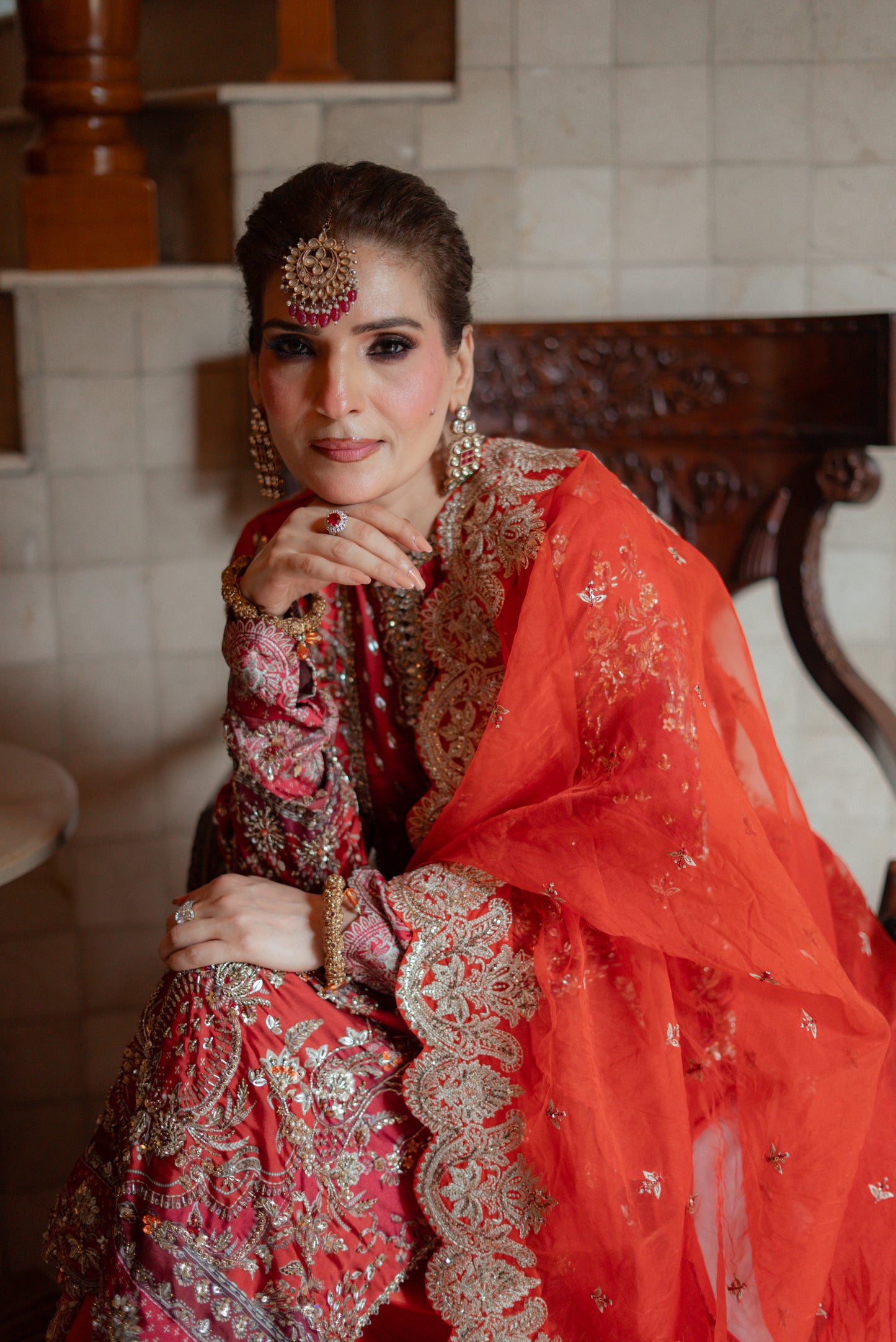 Aneelas Bridal Stitched Silk Ada Work 3pc [BR-11] [Dispatch Time 2 Months]