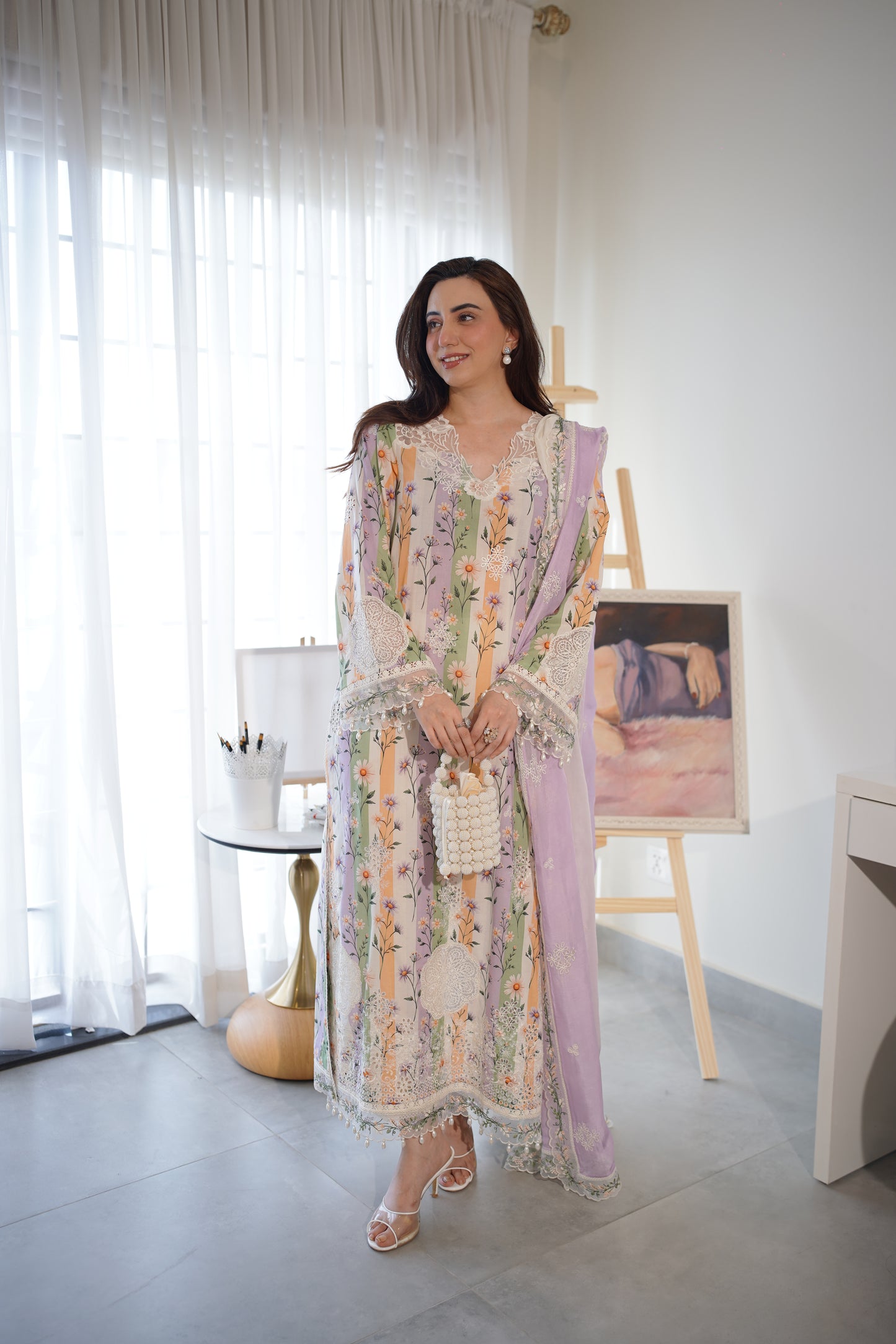 Rs 15500 Aneelas Stitched Print Lawn Emb 3pc [SPR-26-57-A] [Dispatch Time 2 Months]