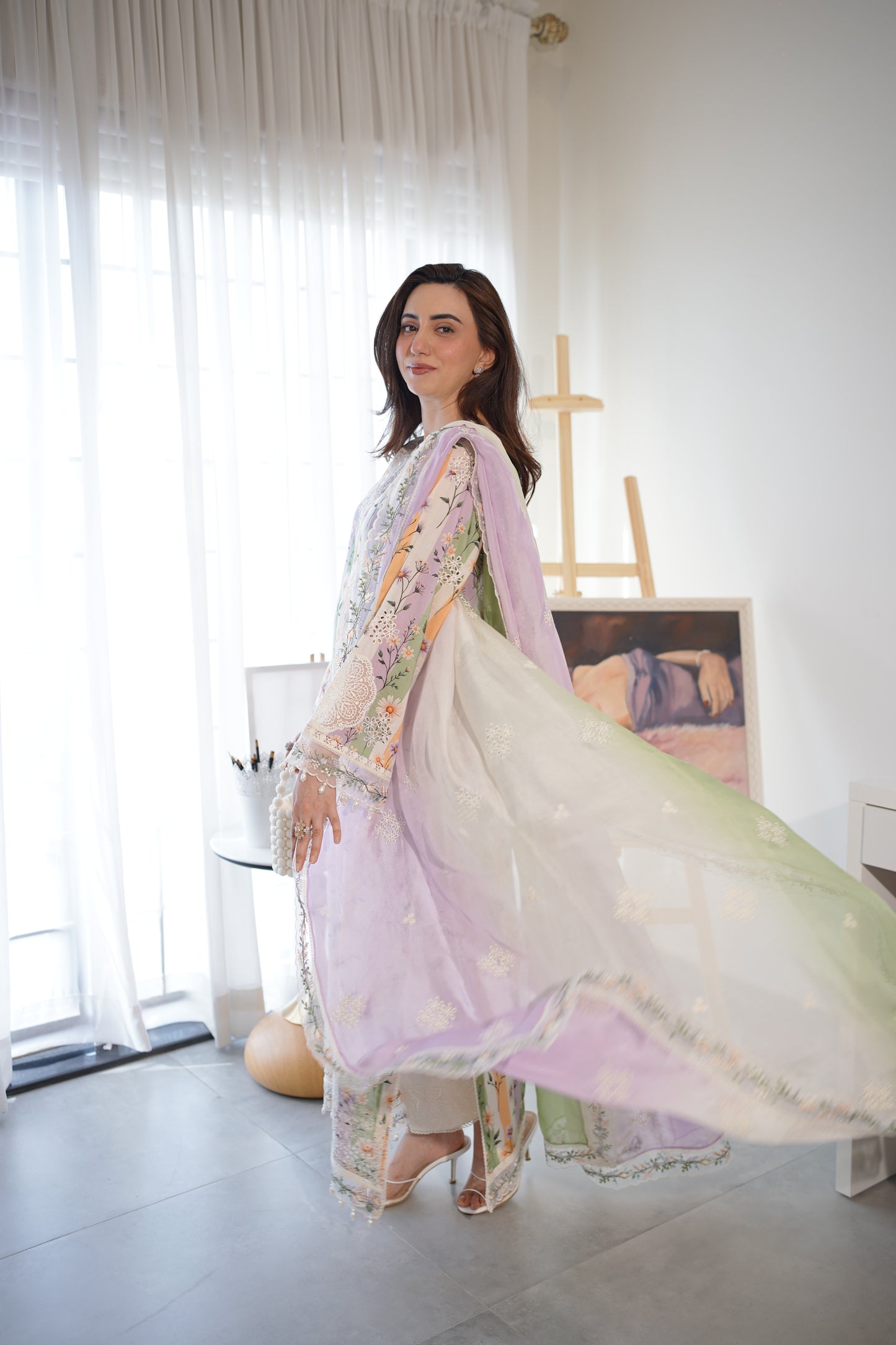 Rs 15500 Aneelas Stitched Print Lawn Emb 3pc [SPR-26-57-A] [Dispatch Time 2 Months]