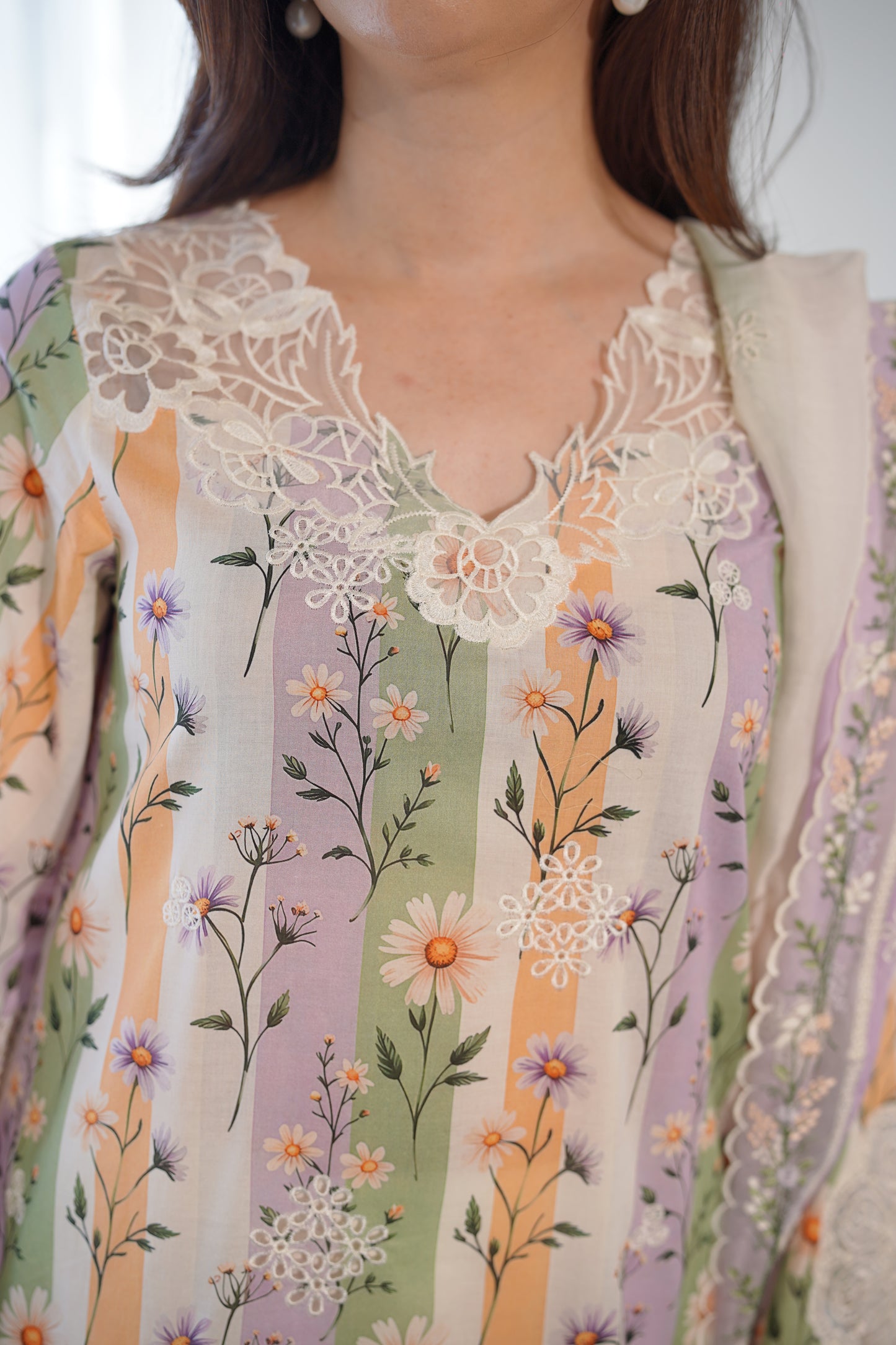 Rs 15500 Aneelas Stitched Print Lawn Emb 3pc [SPR-26-57-A] [Dispatch Time 2 Months]