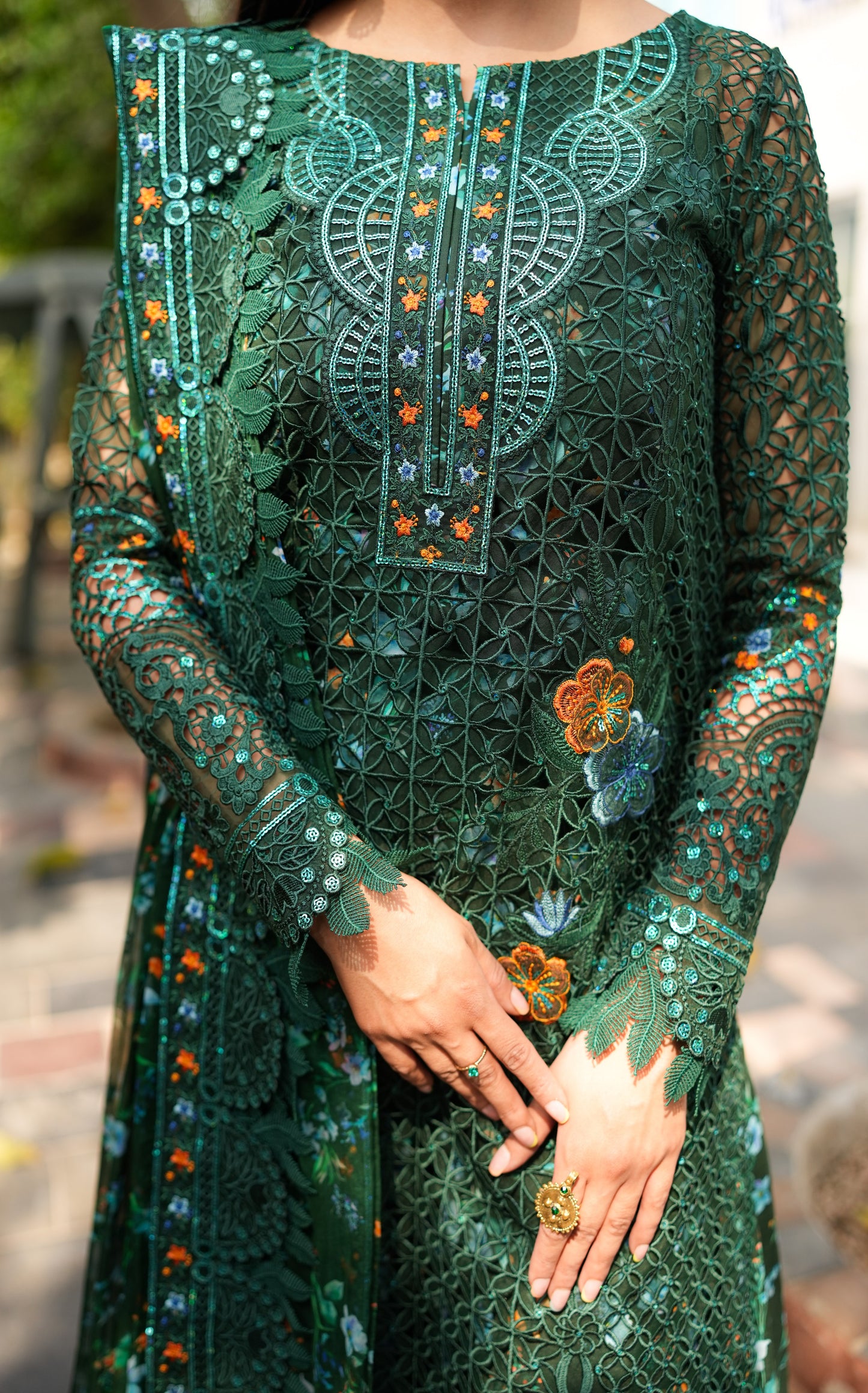 Rs 25000 Aneelas Stitched Luxury Organza Emb 4pc [LUX-OR-02-A] [EAD] [Dispatch Time 1.5 Months]