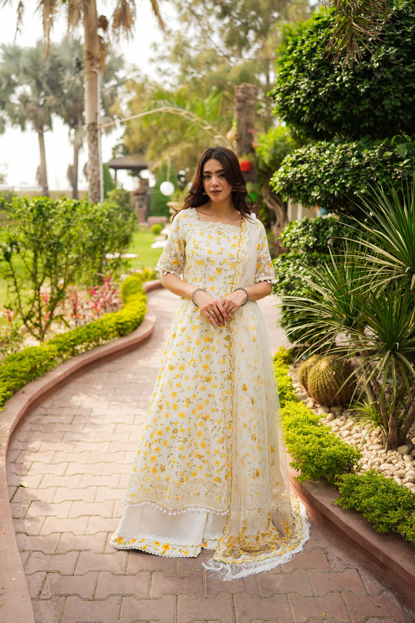 Rs 20950 Aneelas Stitched Lawn Emb Frock With Full Sleeves 3pc [LUX-26-33-B] [EAD] [Dispatch Time 1.5 Months]