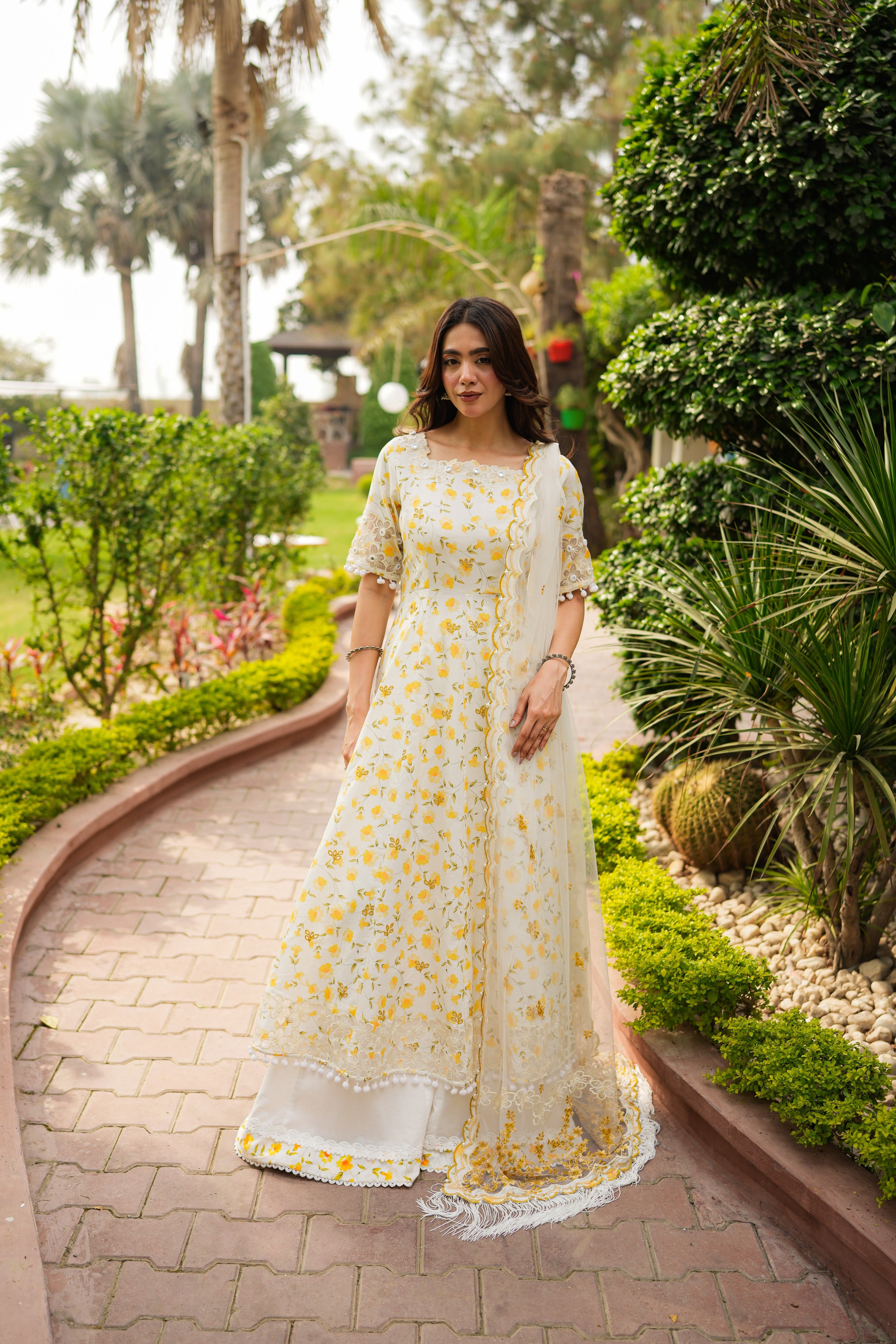 Rs 20950 Aneelas Stitched Lawn Emb Frock With Half Sleeves 3pc [LUX-26-33-A] [EAD] [Dispatch Time 1.5 Months]