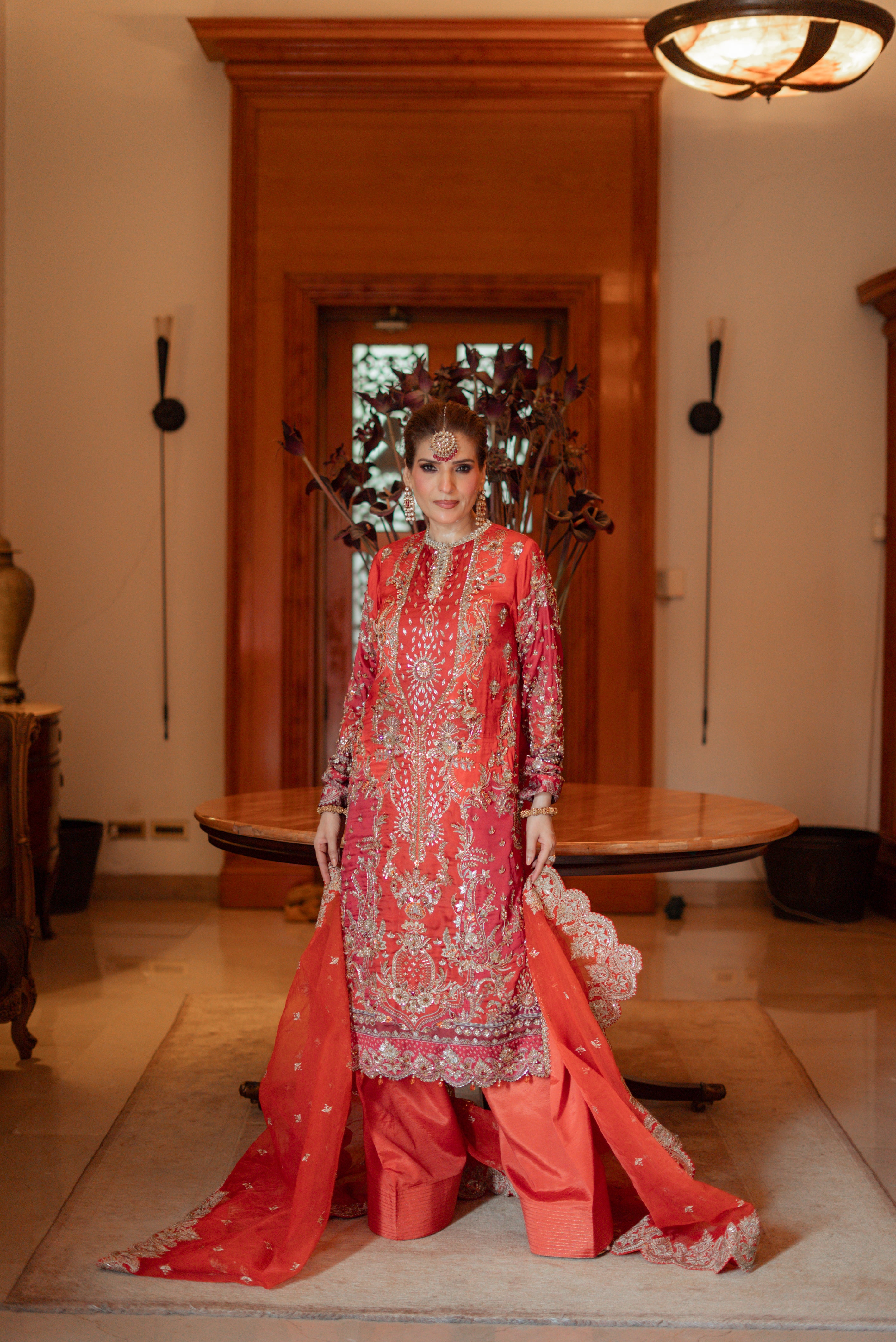 Rs 38500 Aneelas Bridal Stitched Silk Ada Work 3pc [BR-11] [Dispatch Time 2 Months]